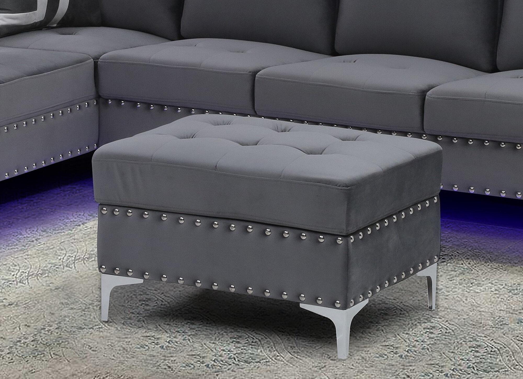 

    
U97-GREY VELVET-SECTIONAL W/ LED-Set-2 U97 Contemporary Gray Velvet Sectional Sofa w/LED & Storage Ottoman Global USA
