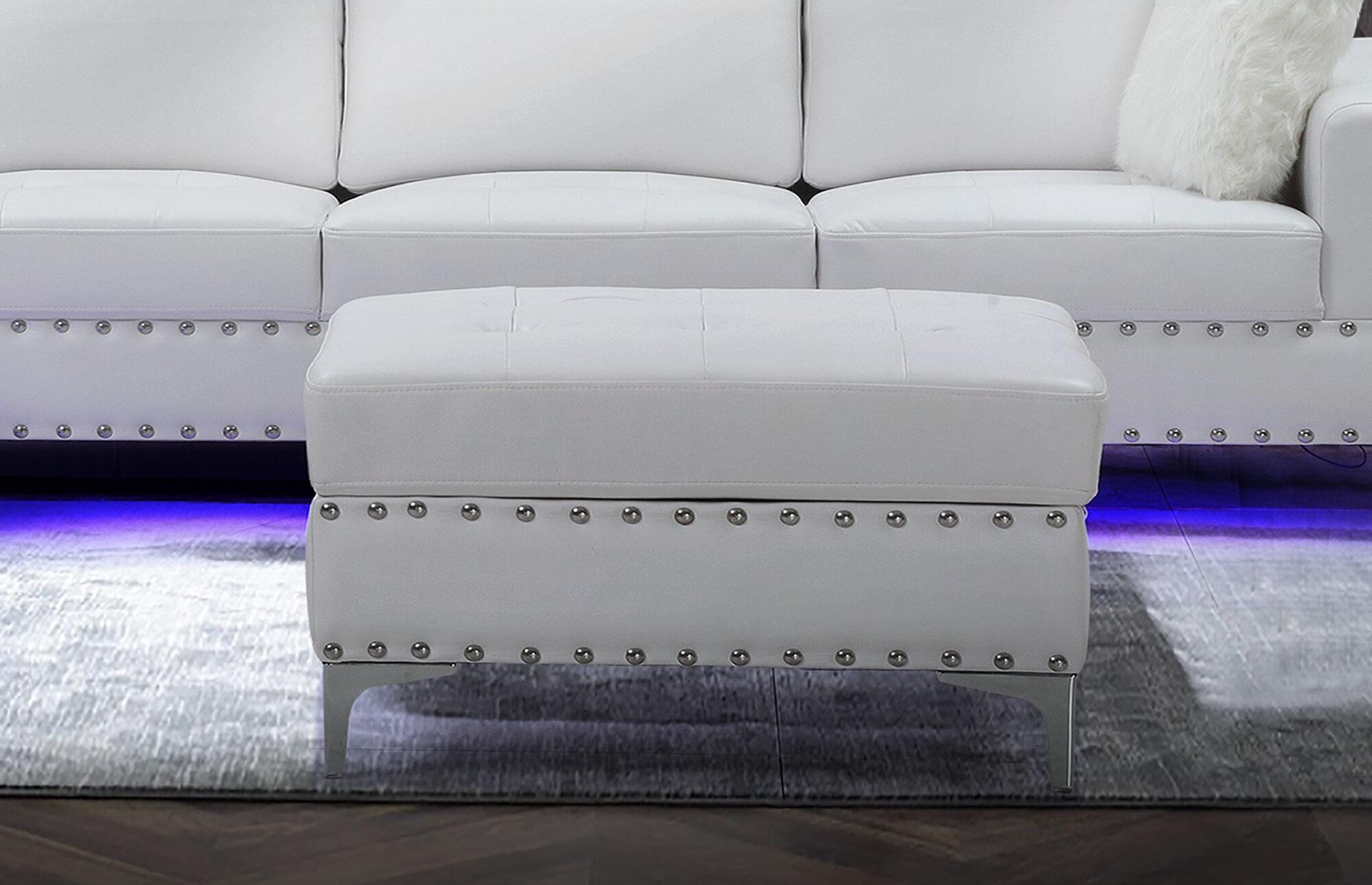 

    
 Order  U97 Contemporary White PU Sectional Sofa w/ LED & Storage Ottoman Global USA
