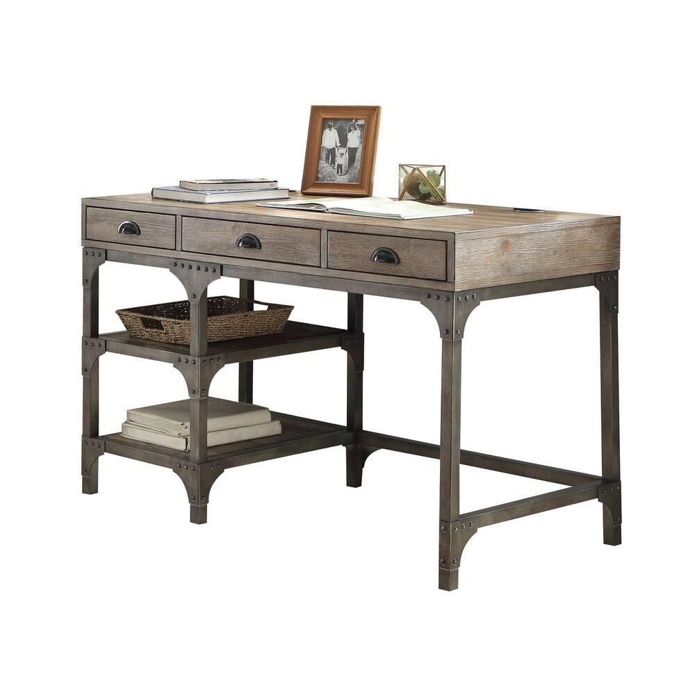 

    
Rory Urban Style Weathered Oak Finish Writing Desk & Bookshelf Set 2Pcs
