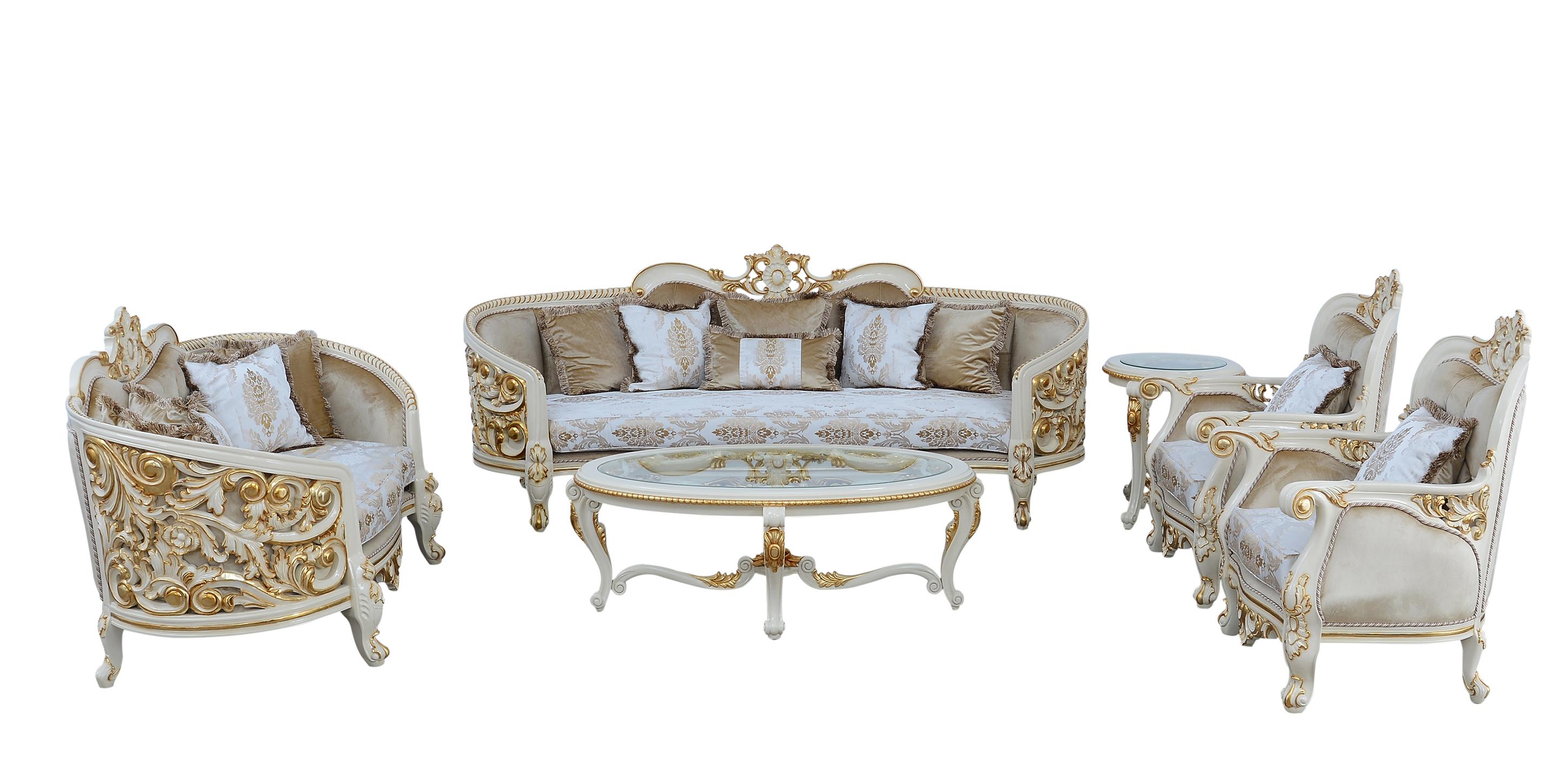 Classic, Traditional Sofa Set BELLAGIO 30017-S-Set-6 in Antique, Gold, Beige Fabric