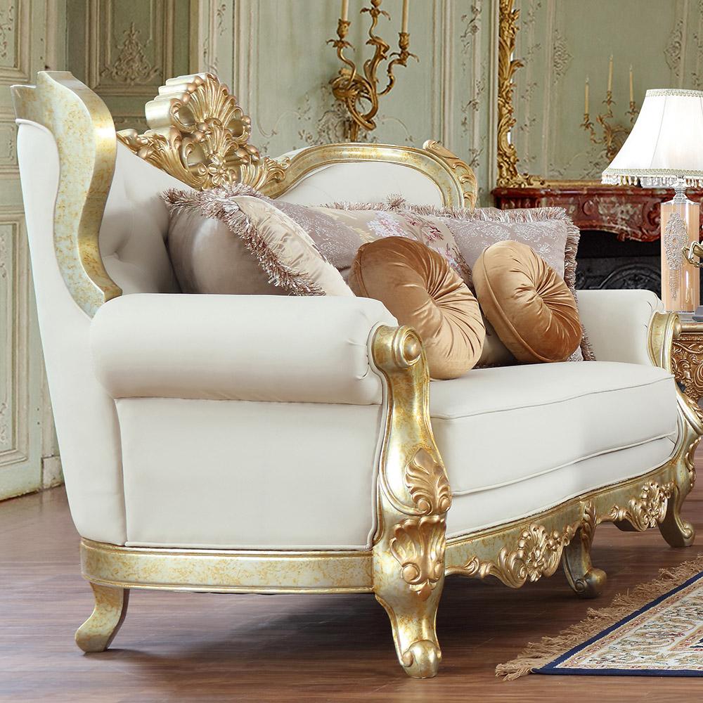 

    
Victorian White Tufted Leather Sofa Set w/ Coffee Table 6 Pcs Traditional Homey Design HD-93630
