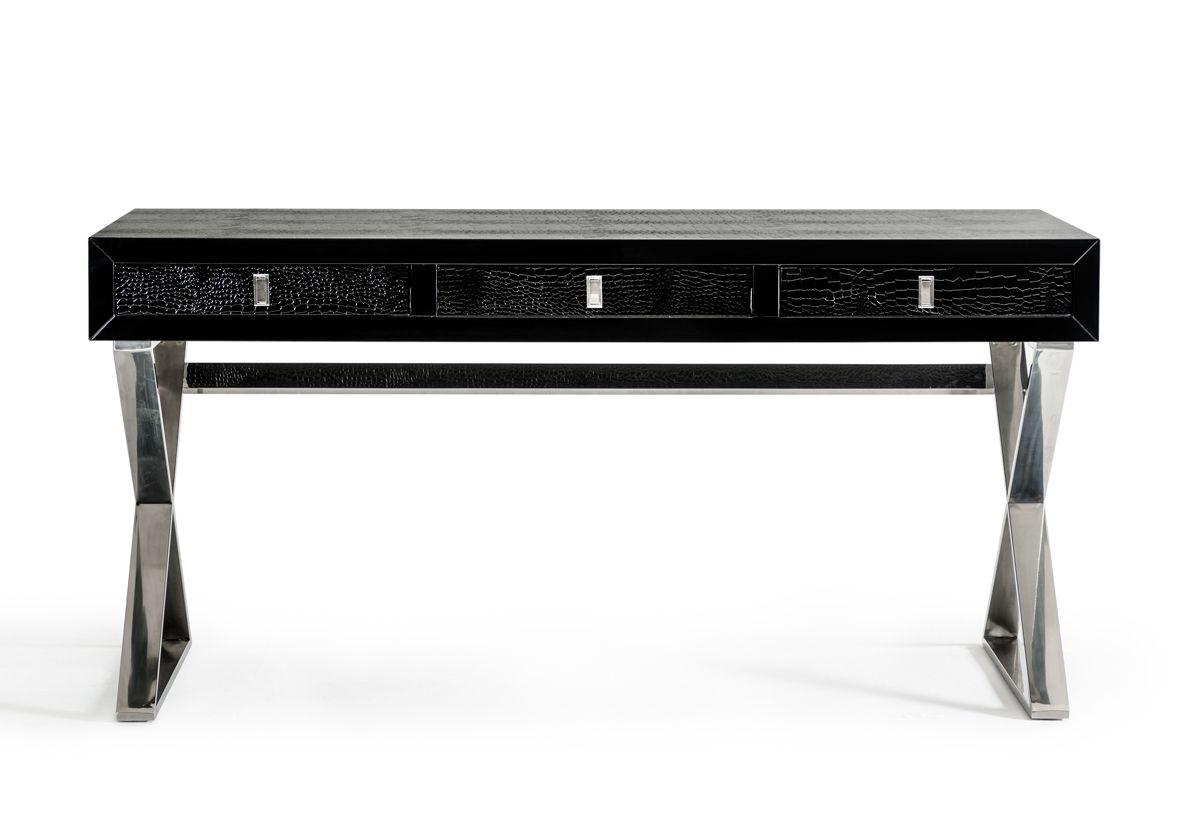 

    
Transitional Black Crocodile Textured Writing Desk by VIG A&X Congress 10555

