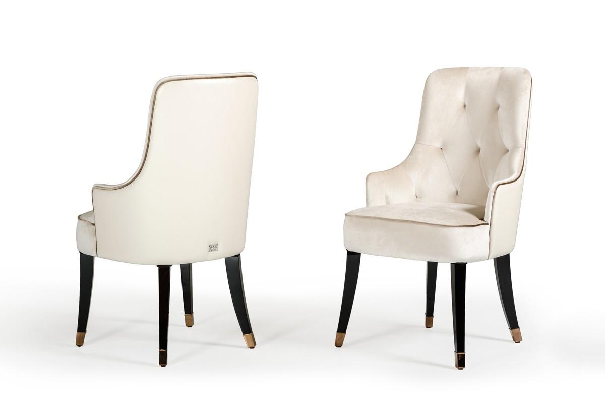Contemporary, Modern Dining Chair Set Larissa VGUNCC016-WHT-2pcs in White Velvet