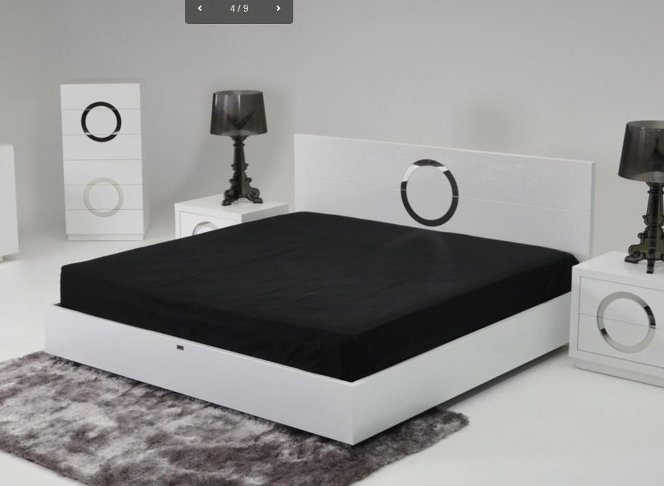 Contemporary, Modern Platform Bed A&X Ovidius VGUNAW223-180-Q in White Lacquer