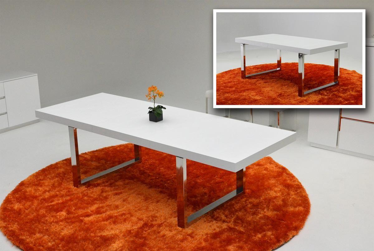 

    
Luxury White Gloss Crocodile Extendable Dining Table A&X Skyline VIG Modern

