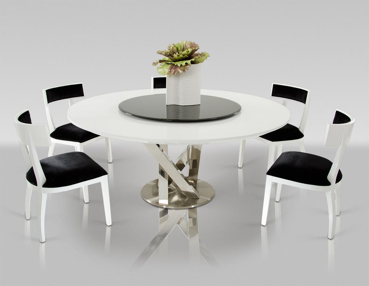

    
VIG A&X Spiral Round Luxury Glossy White Dining Table w/Lazy Susan Modern
