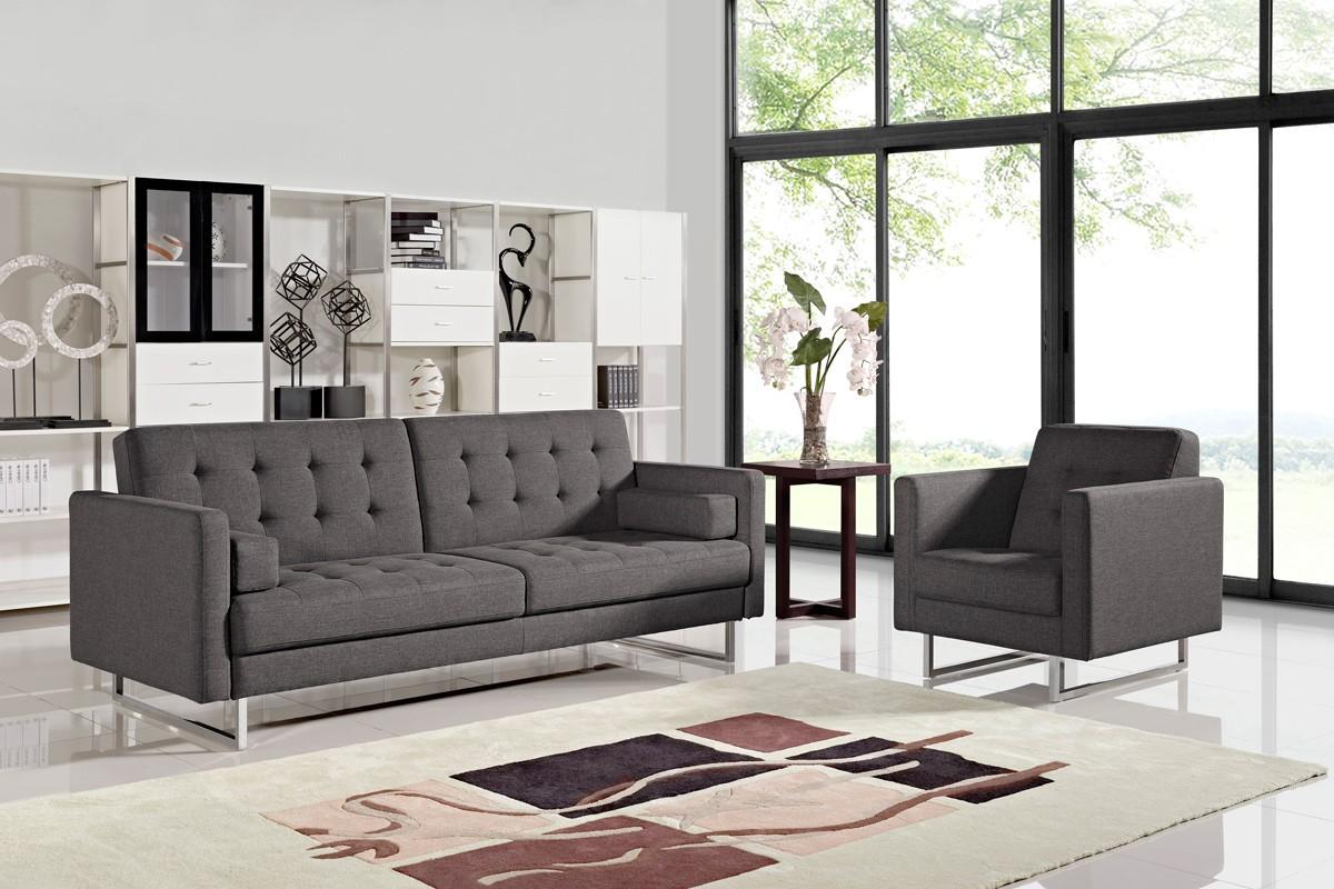 Contemporary, Modern Sofa bed Divani Casa Bauxite VGMB1471-GRY-BED in Gray Fabric