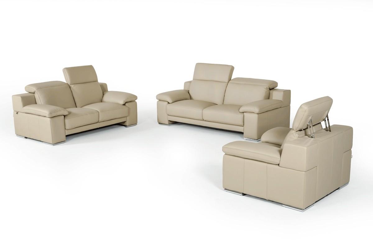 Modern Sofa Set VGNTEVERGREEN-TPE VGNTEVERGREEN-TPE in Taupe Italian Leather