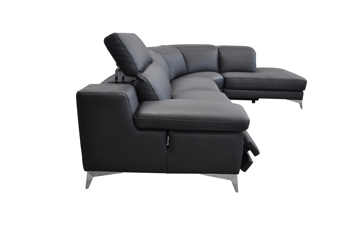 

    
 Order  Black Leather Sectional Sofa Recliner VIG Estro Salotti Hypnose MADE IN ITALY
