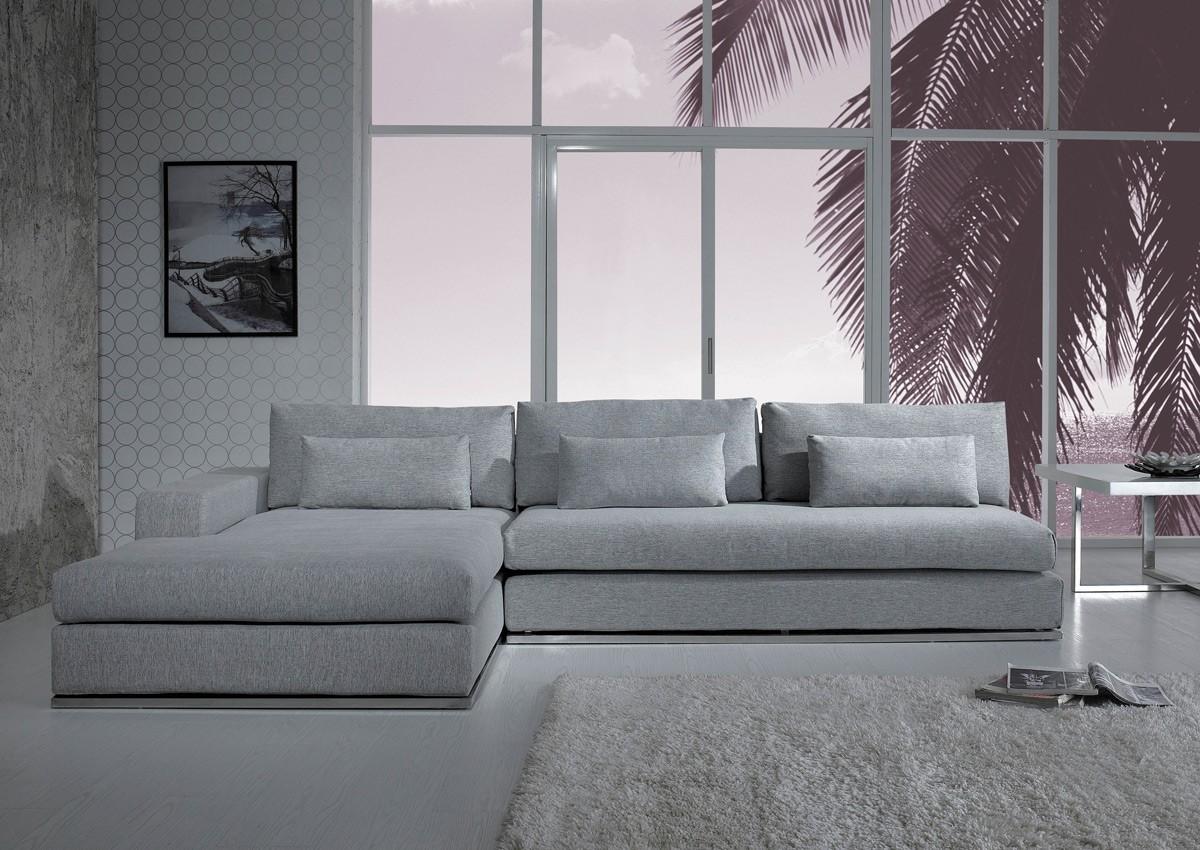 Modern Sectional Sofa Divani Casa Ashfield VGYIC08B in Gray Fabric