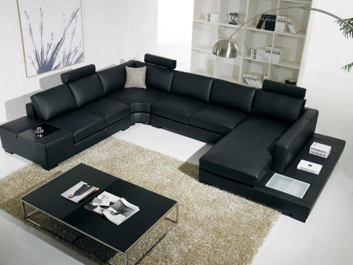 

    
Modern Black Bonded Leather Sectional Sofa With Light VIG Divani Casa T35
