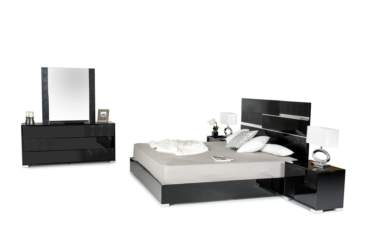 

    
 Shop  VIG Modrest Ancona Black High Gloss Crocodile Textured Finish Eastern King Bedroom Set 5Pcs Made In Italy
