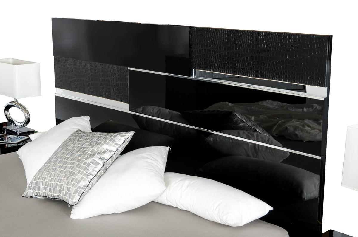 

        
00840729139212VIG Modrest Ancona Black High Gloss Crocodile Textured Finish Eastern King Bedroom Set 5Pcs Made In Italy
