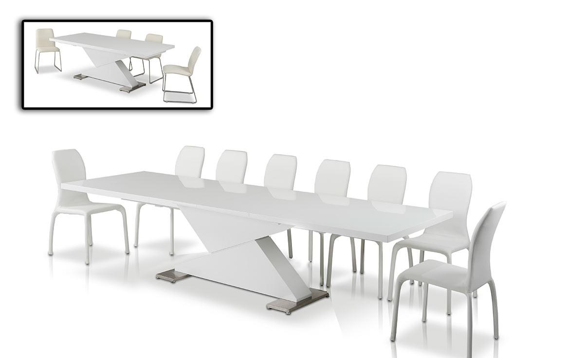 

    
Glossy White Lacquer Extendable Dining Table VIG Modrest Bono "Z"  Modern
