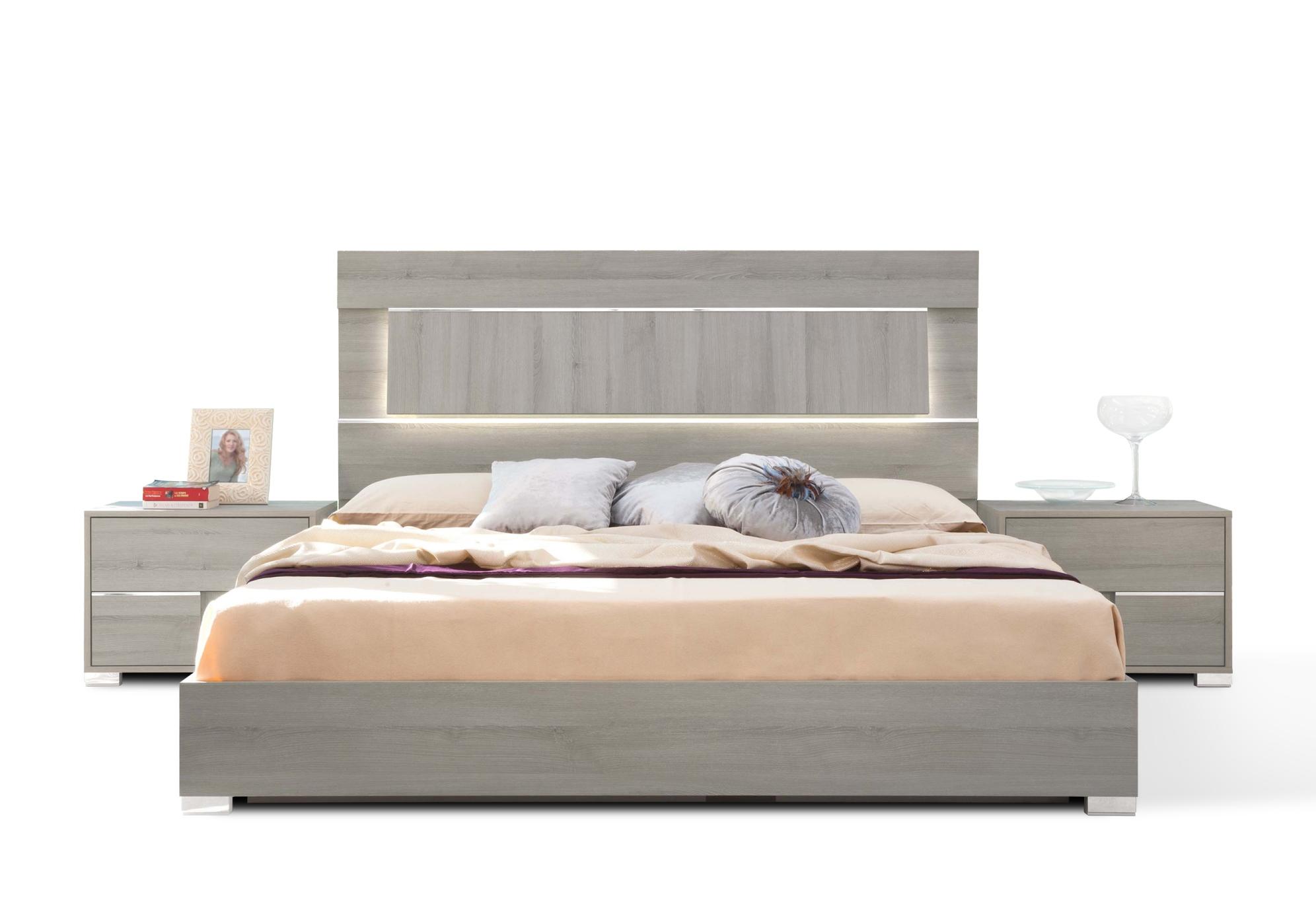 Contemporary, Modern Platform Bed Modrest Ethan VGACETHAN-BED-EK in Gray Lacquer