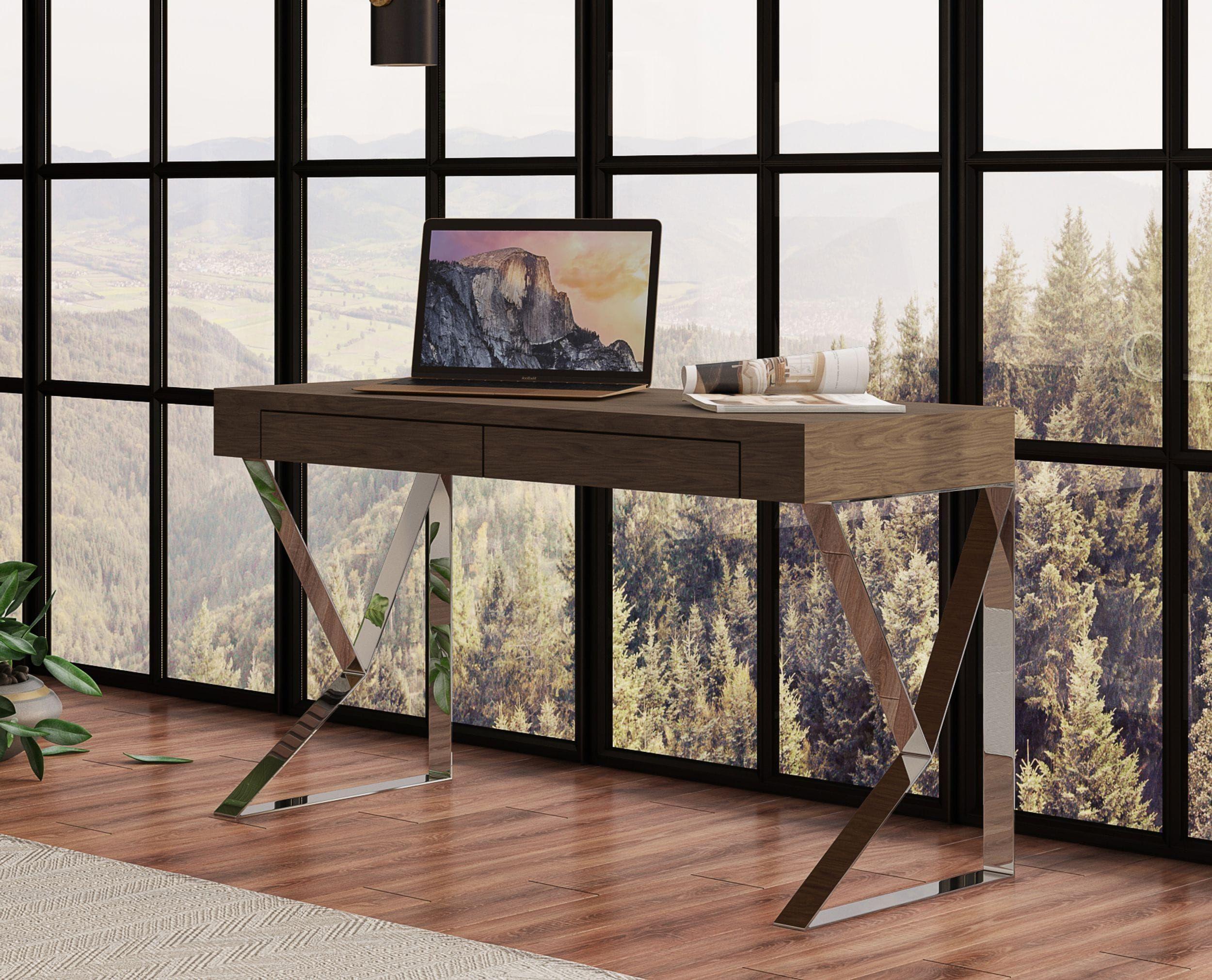 

    
VGBBMD153-WAL Modrest Ferris Modern Walnut Office Desk by VIG Modrest Ferris
