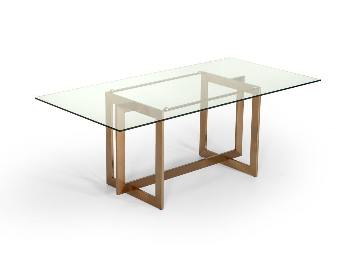 Contemporary, Modern Dining Table Keaton VGVCT8961-G in White, Gold 