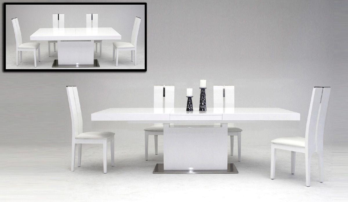 

                    
Buy Modern White & Stainless Steel Extendable Dining Table by VIG Modrest Zenith
