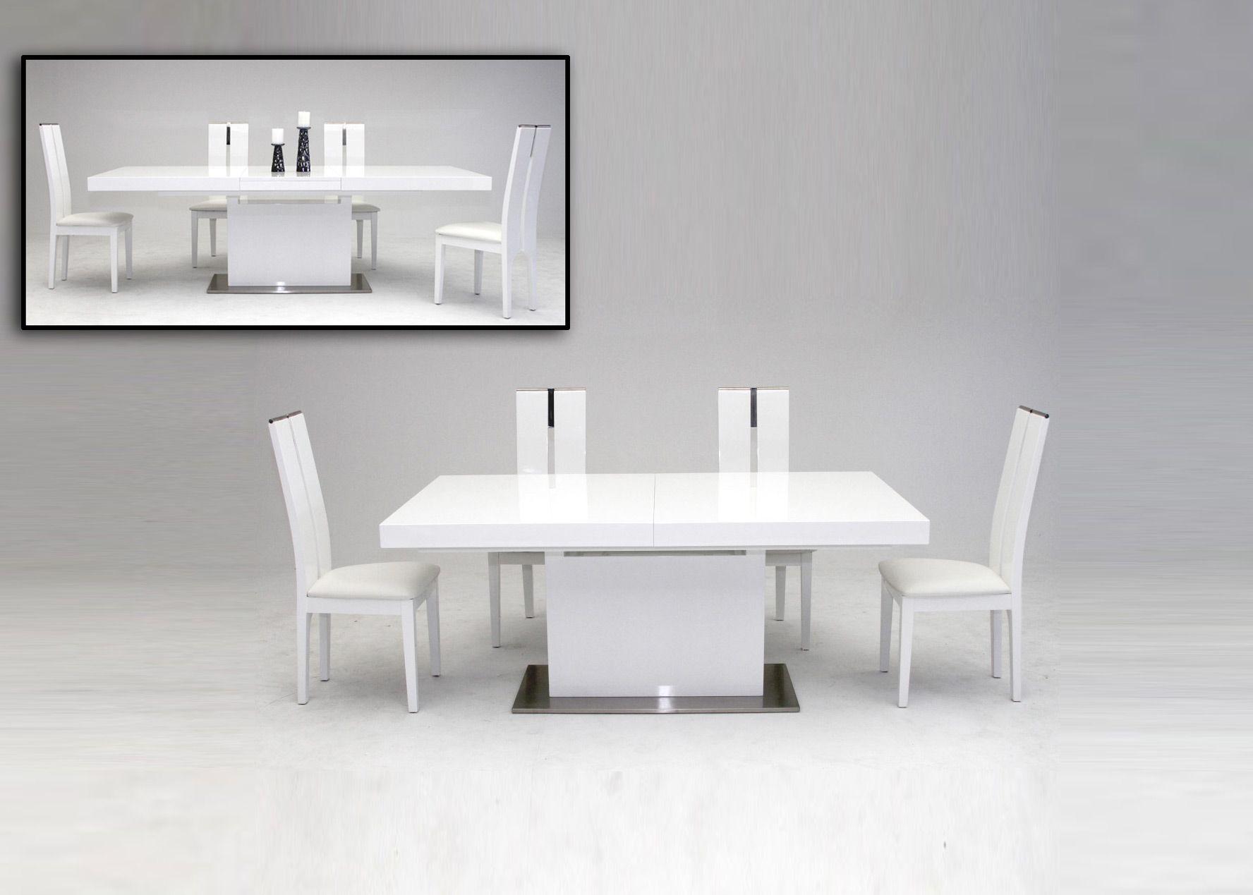 

    
VGGU841XT-WHT Modern White & Stainless Steel Extendable Dining Table by VIG Modrest Zenith
