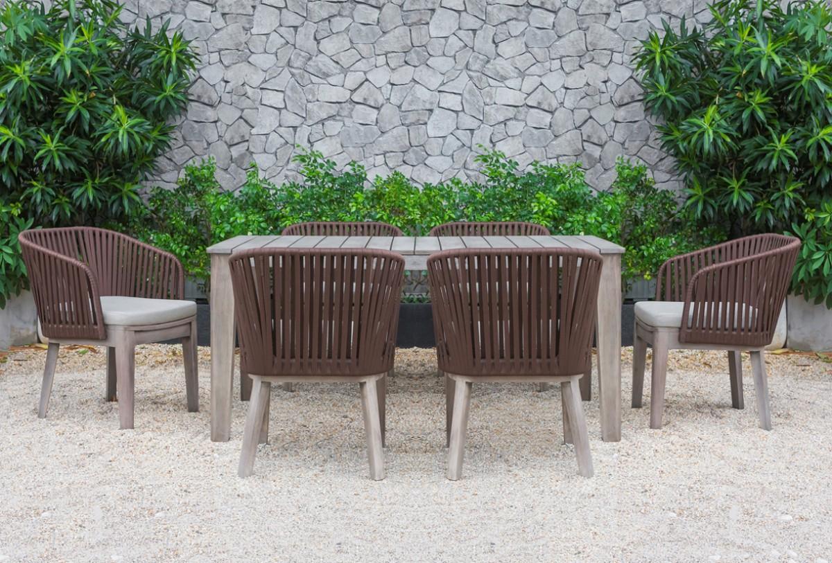 

    
Renava Fiji Modern Outdoor Solid Wood Brown Dining Table Set 7 Pcs Rustic VIG
