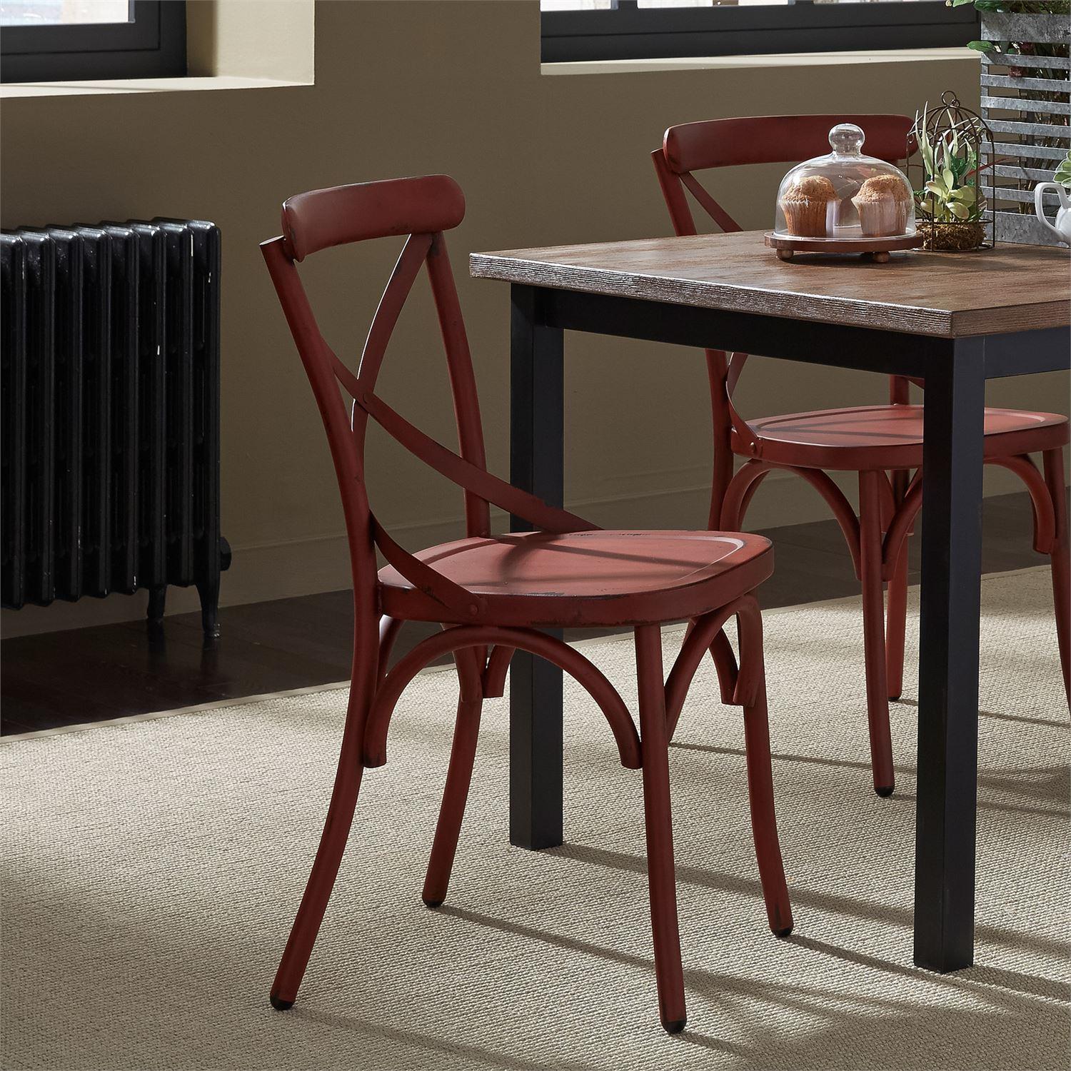 

    
Distressed Metal Finish Red Dining Side Chairs 2pcs 179-C3005-R Liberty Furniture

