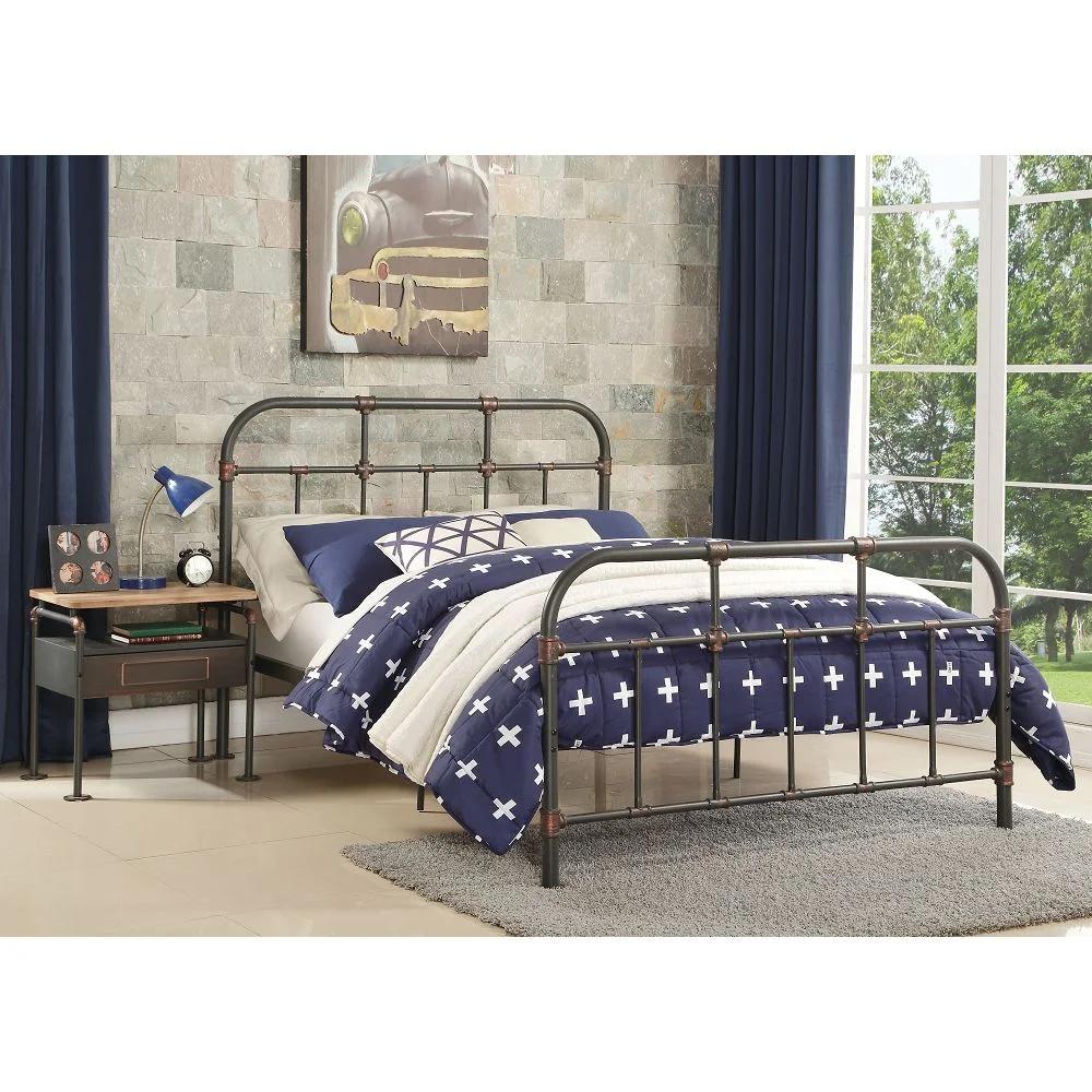 Vintage Full Size Bed Nicipolis 30735F in Grayish Brown 