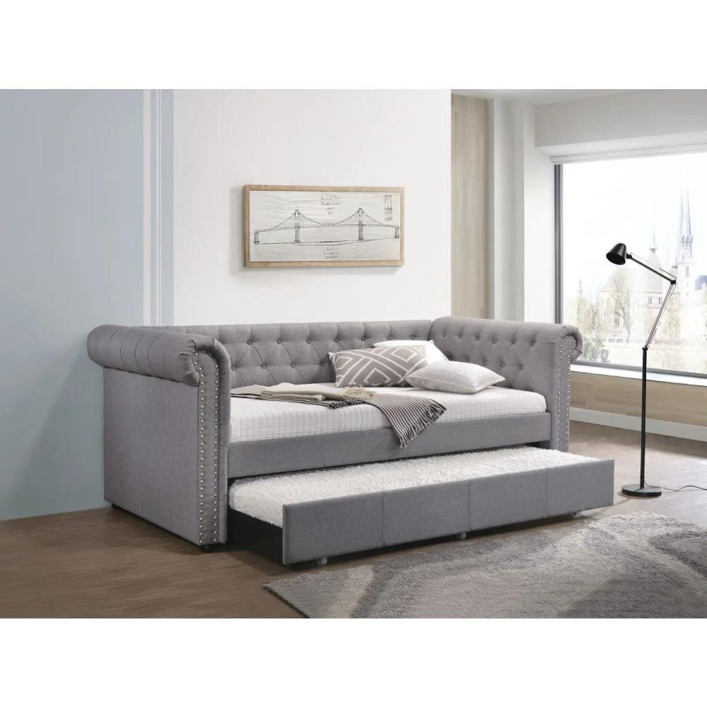 

    
Acme Furniture Justice Daybed w/ trundle Gray Finish 39435
