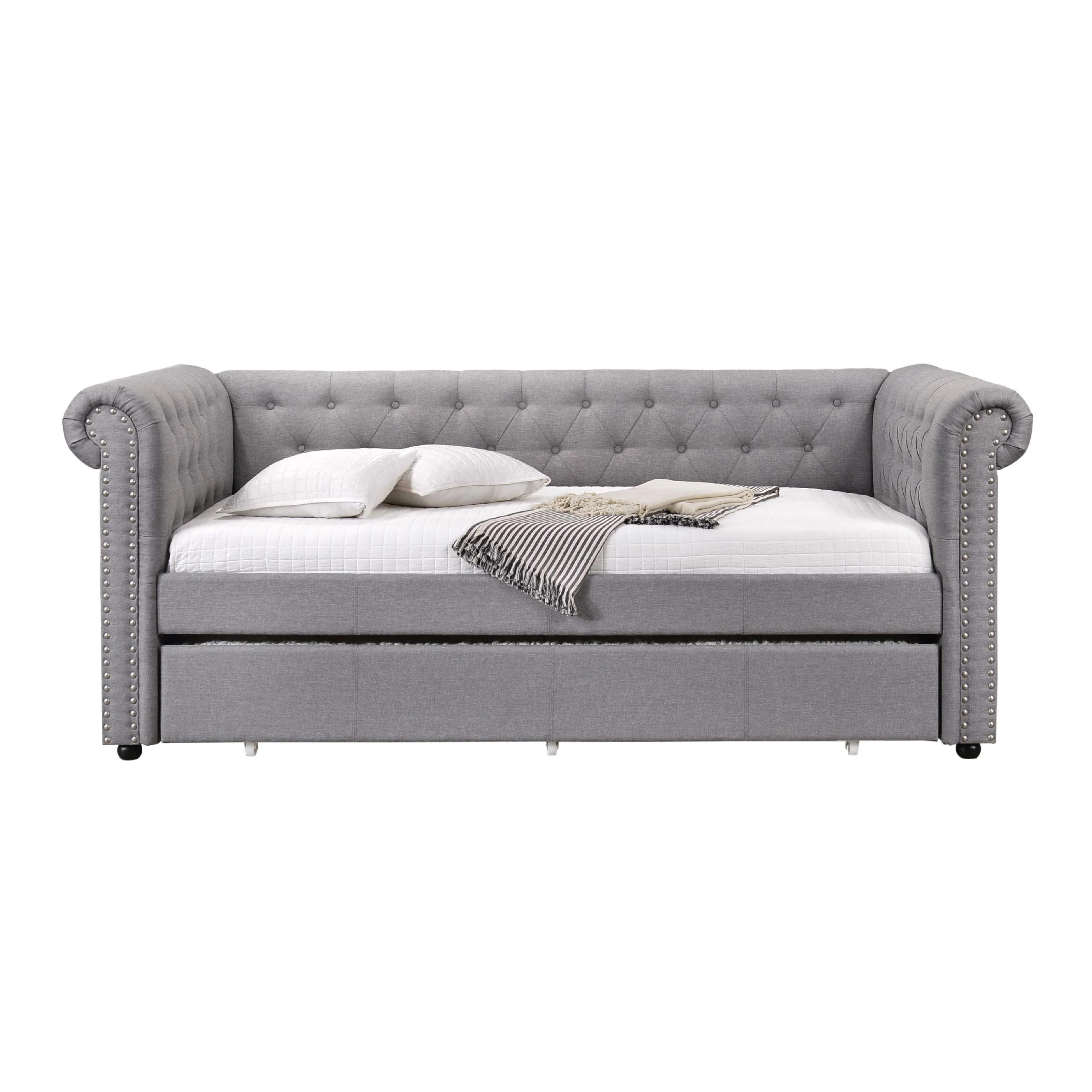 Traditional,  Vintage Daybed w/ trundle Justice 39435 in Gray Finish 