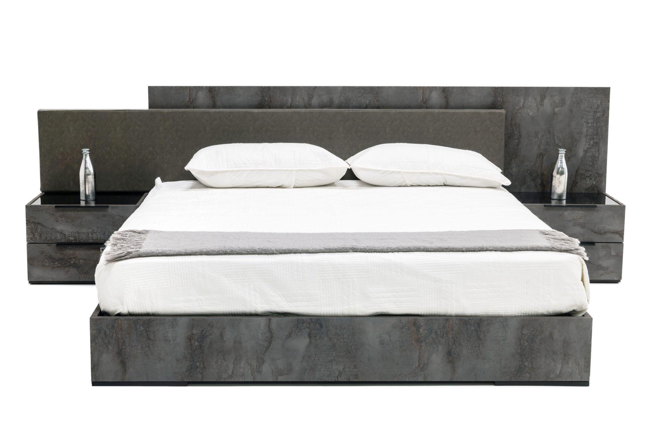 Contemporary, Modern Panel Bedroom Set VGACFERRARA-BED-2NS-SET VGACFERRARA-BED-2NS-SET 79298 in Gray Faux Leather
