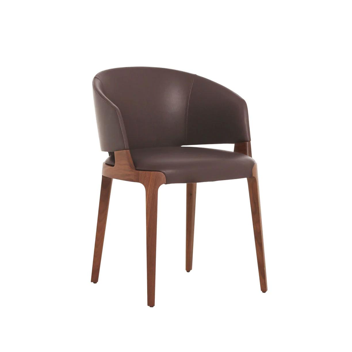 Modern Dining Chair Set Baskin VGCS-ACH-21093 in Walnut, Brown Leatherette