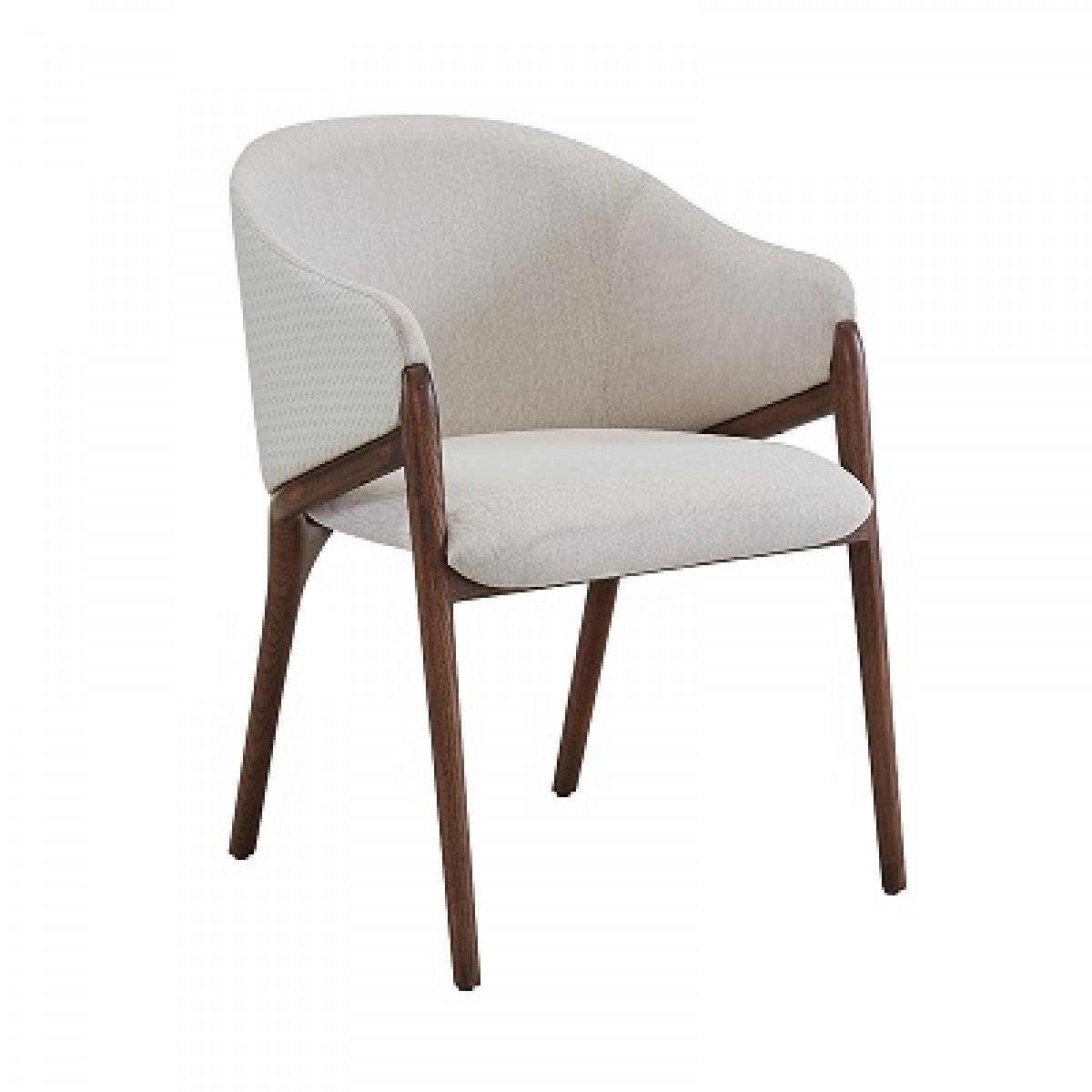 Modern Dining Chair Set Lunde VGCS-ACH-20071 in Cream, Walnut Fabric
