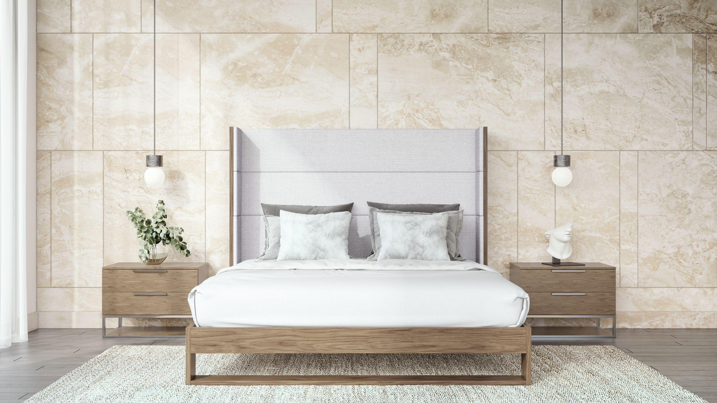 Contemporary, Modern Panel Bedroom Set Heloise VGBBMA1502 VGBBMA1502-2N-3PC-K in Walnut 