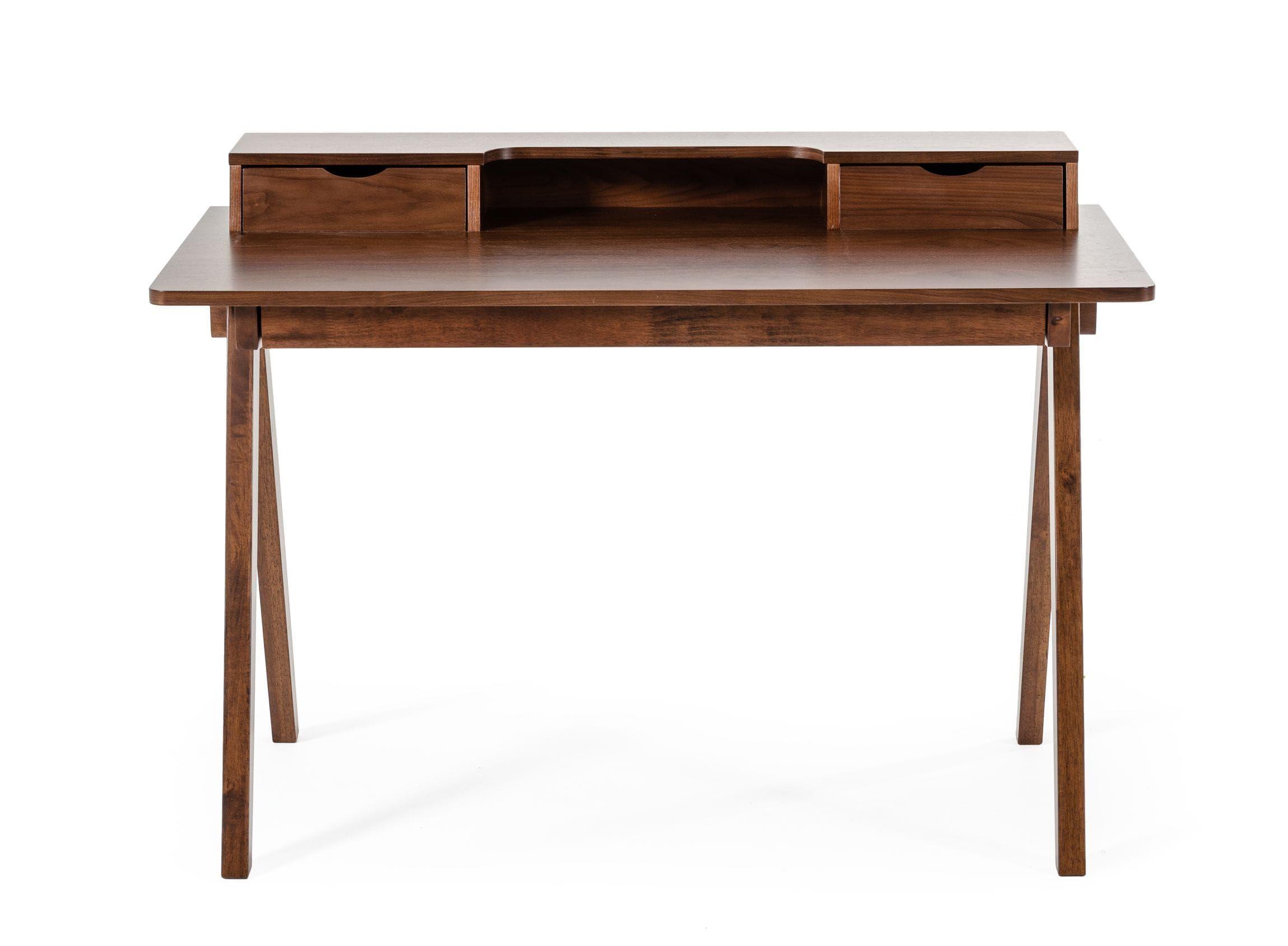 

    
Modern Dark Walnut Desk w/ Hutch & 2 Drawers by VIG Modrest Boyce
