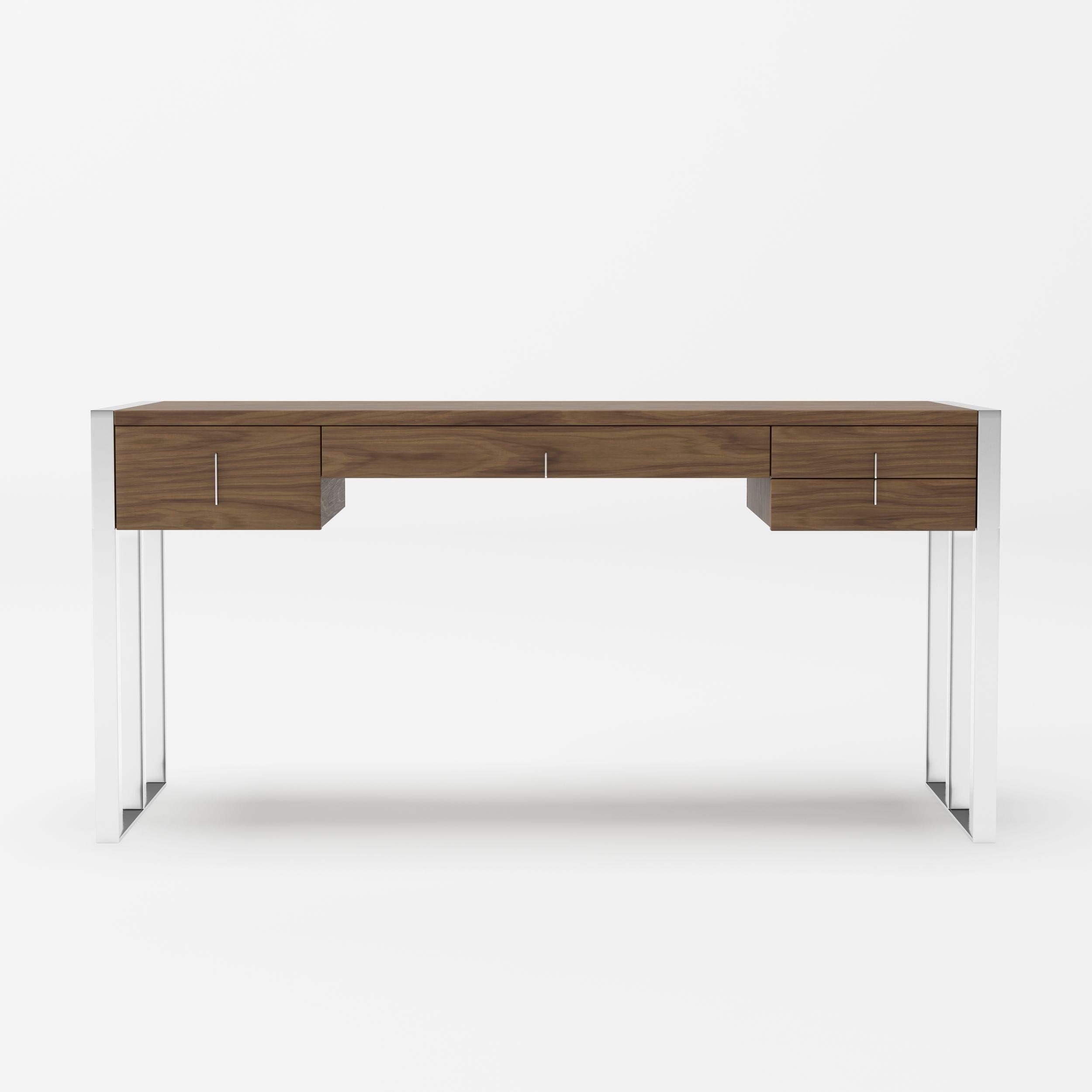 

    
Modern Walnut & Stainless Steel Desk by VIG Modrest Orcutt
