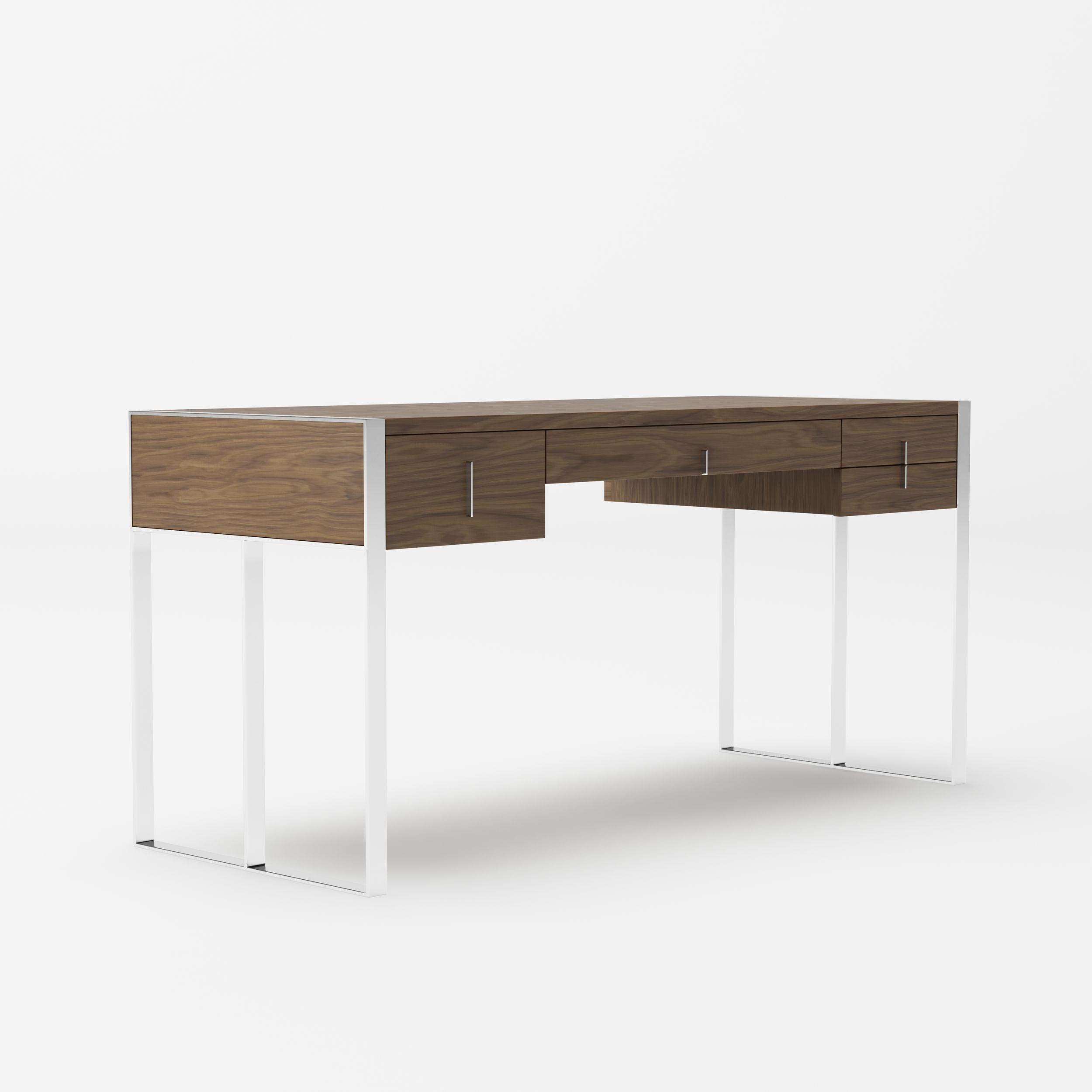 

    
Modern Walnut & Stainless Steel Desk by VIG Modrest Orcutt
