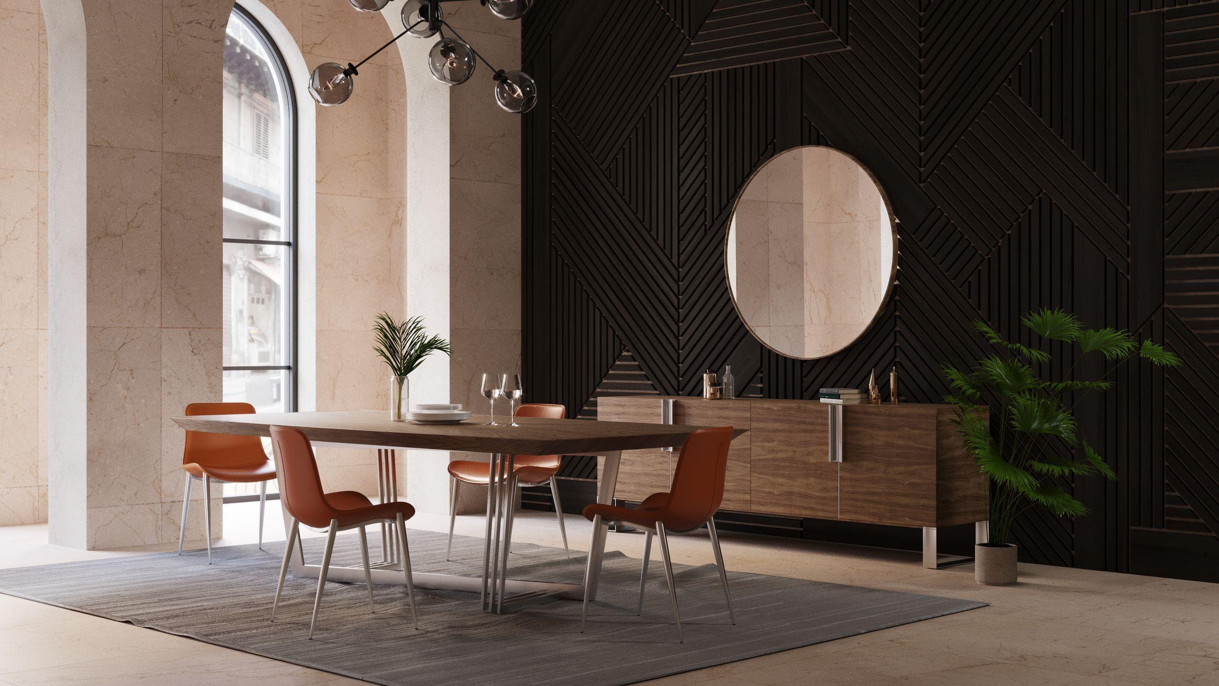 

    
Walnut & Stainless Steel Dining Table + 10 Chairs by VIG Modrest Gilroy
