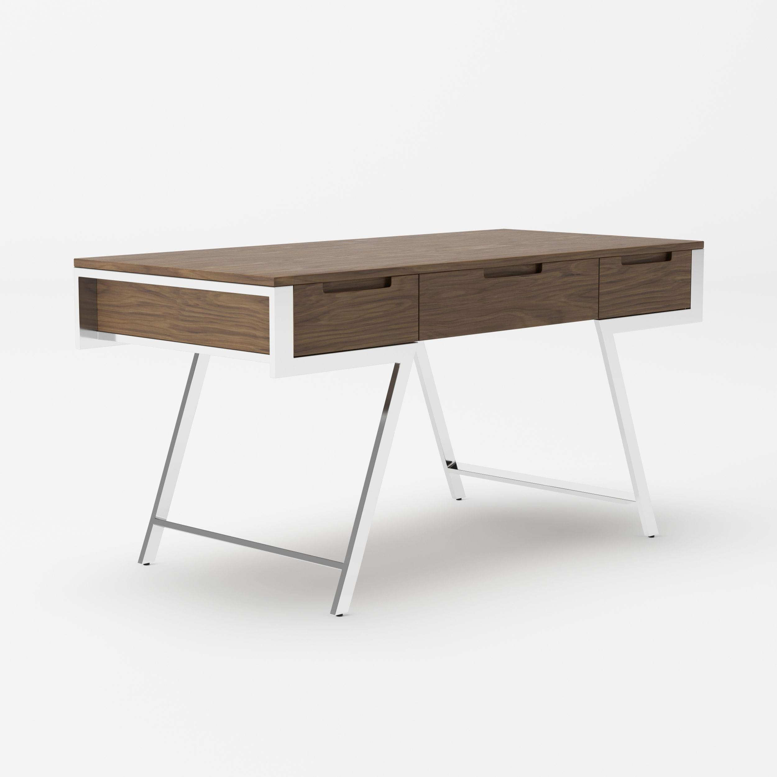 

    
Modern Walnut Veneer Desk w/ 3 Drawers by VIG Modrest Dessart
