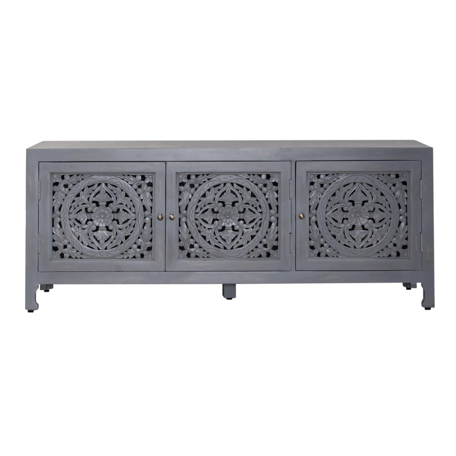 

    
Wash Gray Finish 3 Door Accent TV Stand Marisol Liberty Furniture
