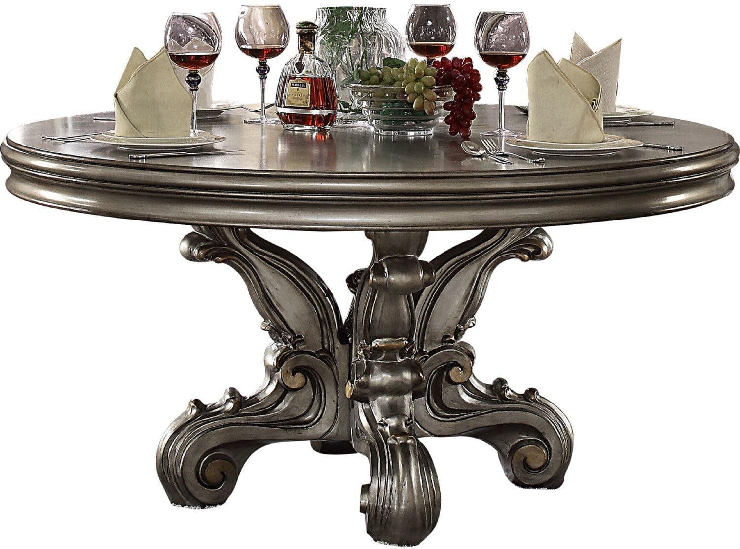 Classic, Traditional Dining Table Welton Welton DT in Platinum, Antique, Silver 