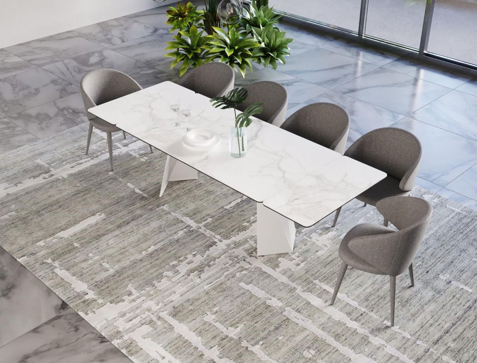 

    
White Ceramic Top Dining Table + 10 Grey Chairs by VIG Modrest Encanto
