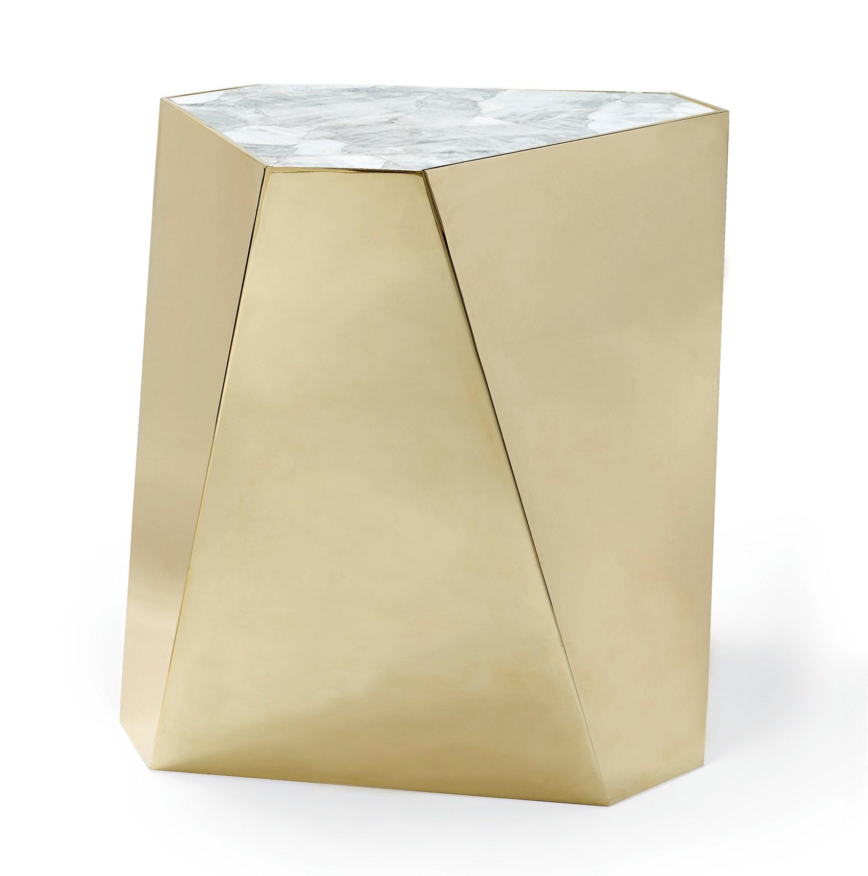 

    
White Crystal Stone Top & Majestic Gold End Table THE CONTEMPO SIDE by Caracole
