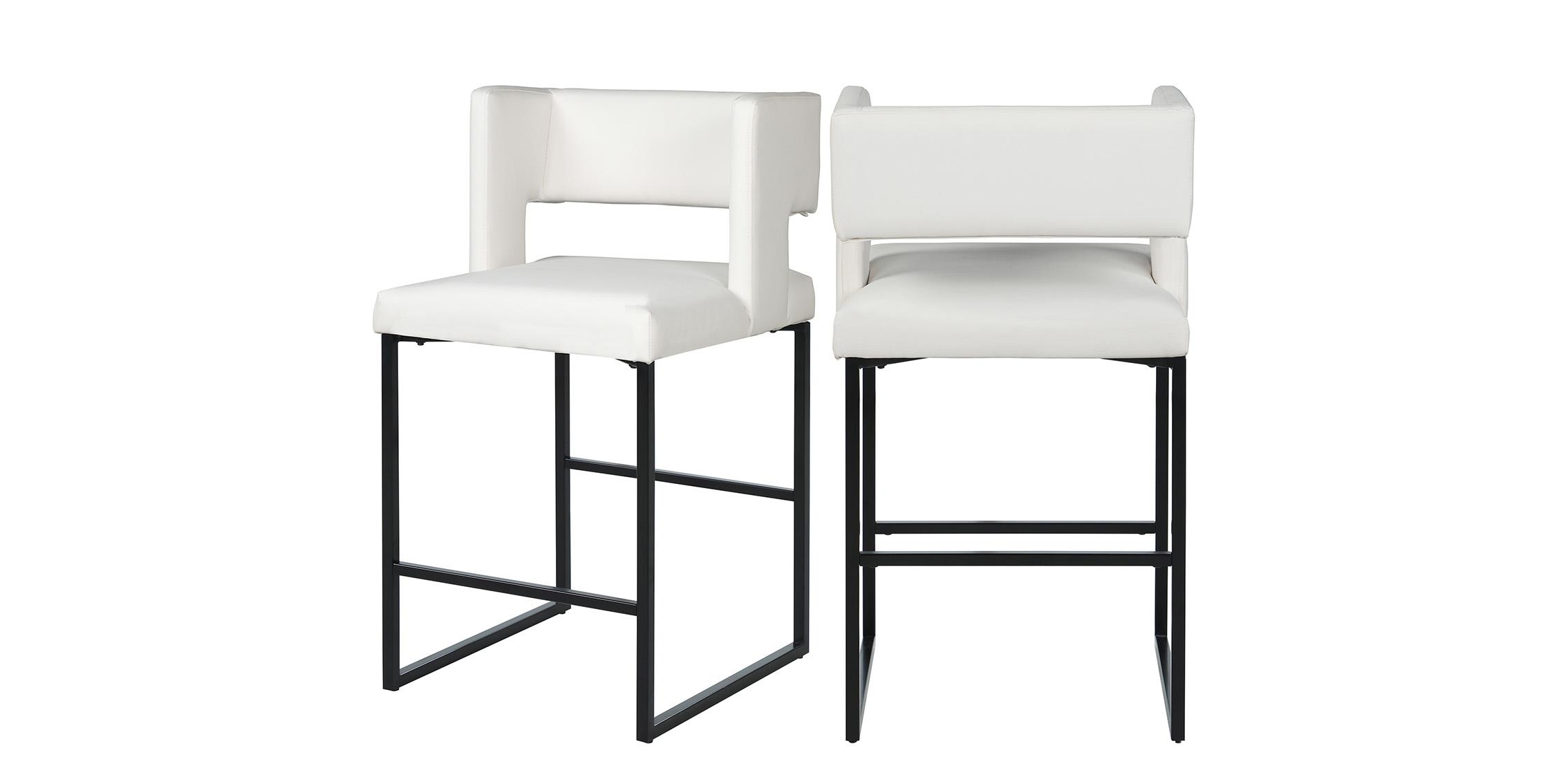 Contemporary, Modern Counter Stool Set CALEB 970White-C 970White-C in White, Black Faux Leather
