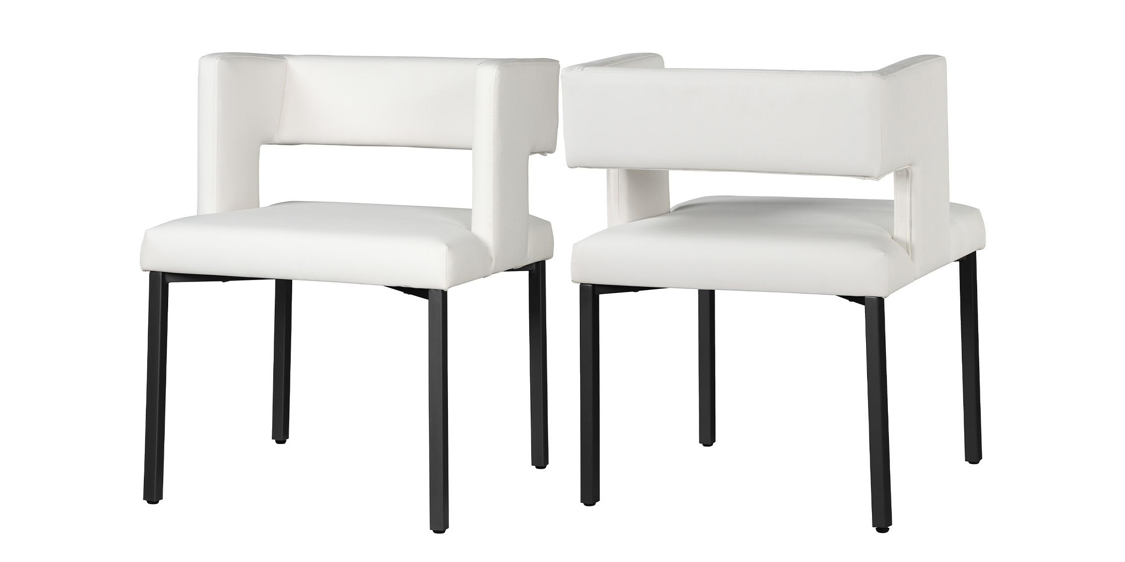 Contemporary, Modern Dining Chair Set CALEB 968White-C 968White-C in White, Black Faux Leather