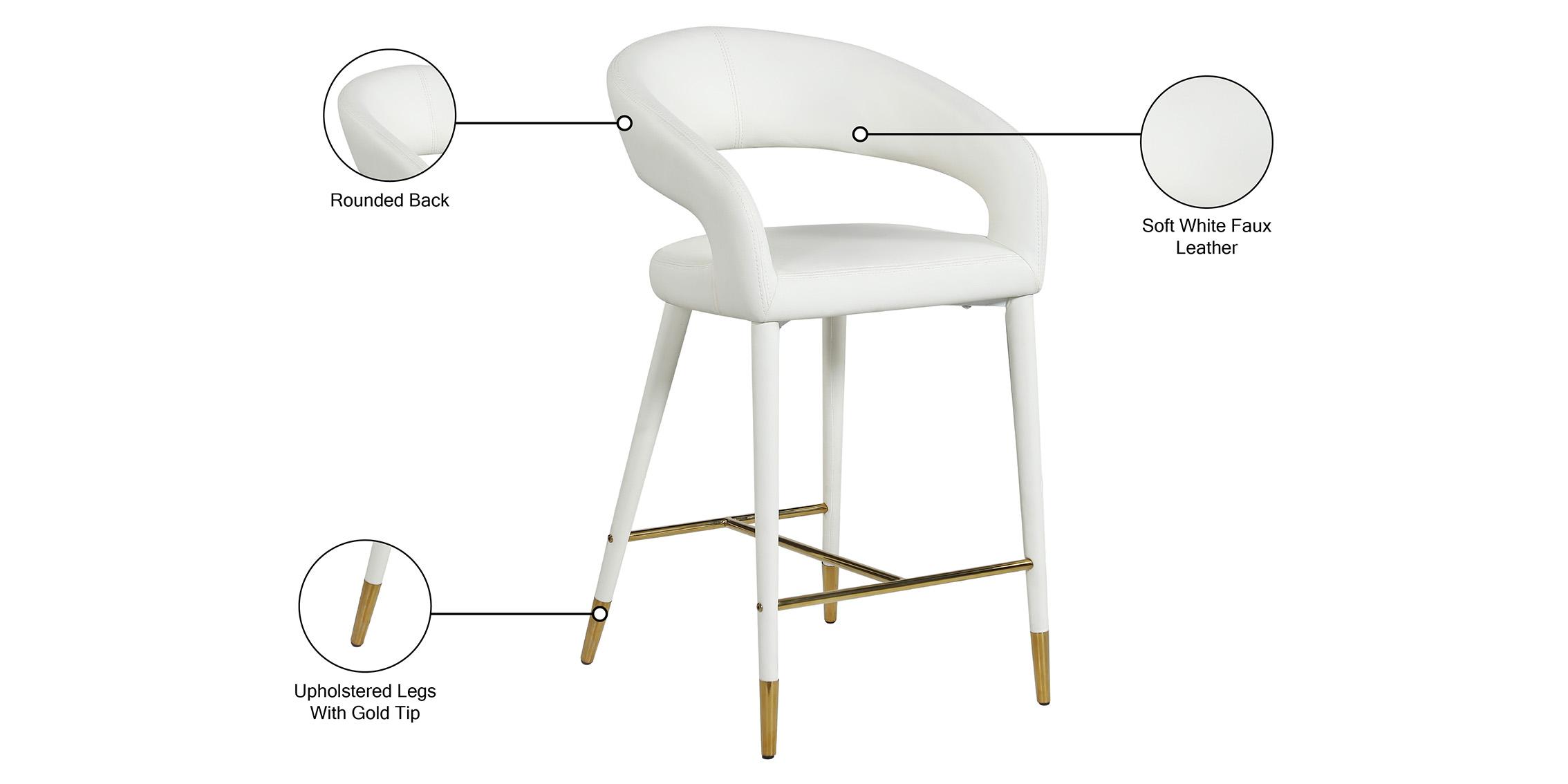 

        
Meridian Furniture DESTINY 541White-C Counter Stools Set White/Gold Faux Leather 094308263717
