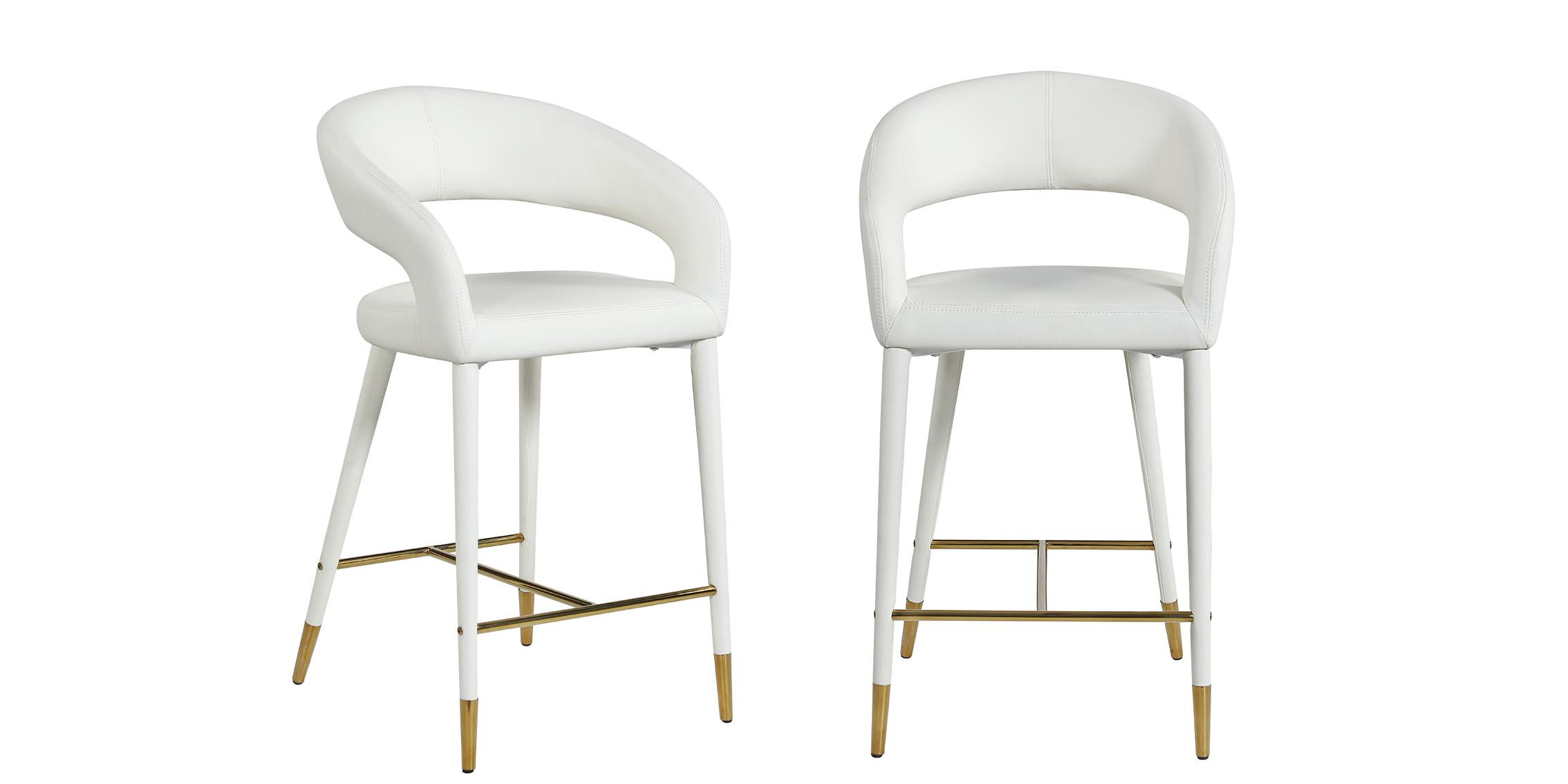 Contemporary, Modern Counter Stools Set DESTINY 541White-C 541White-C-Set-2 in White, Gold Faux Leather