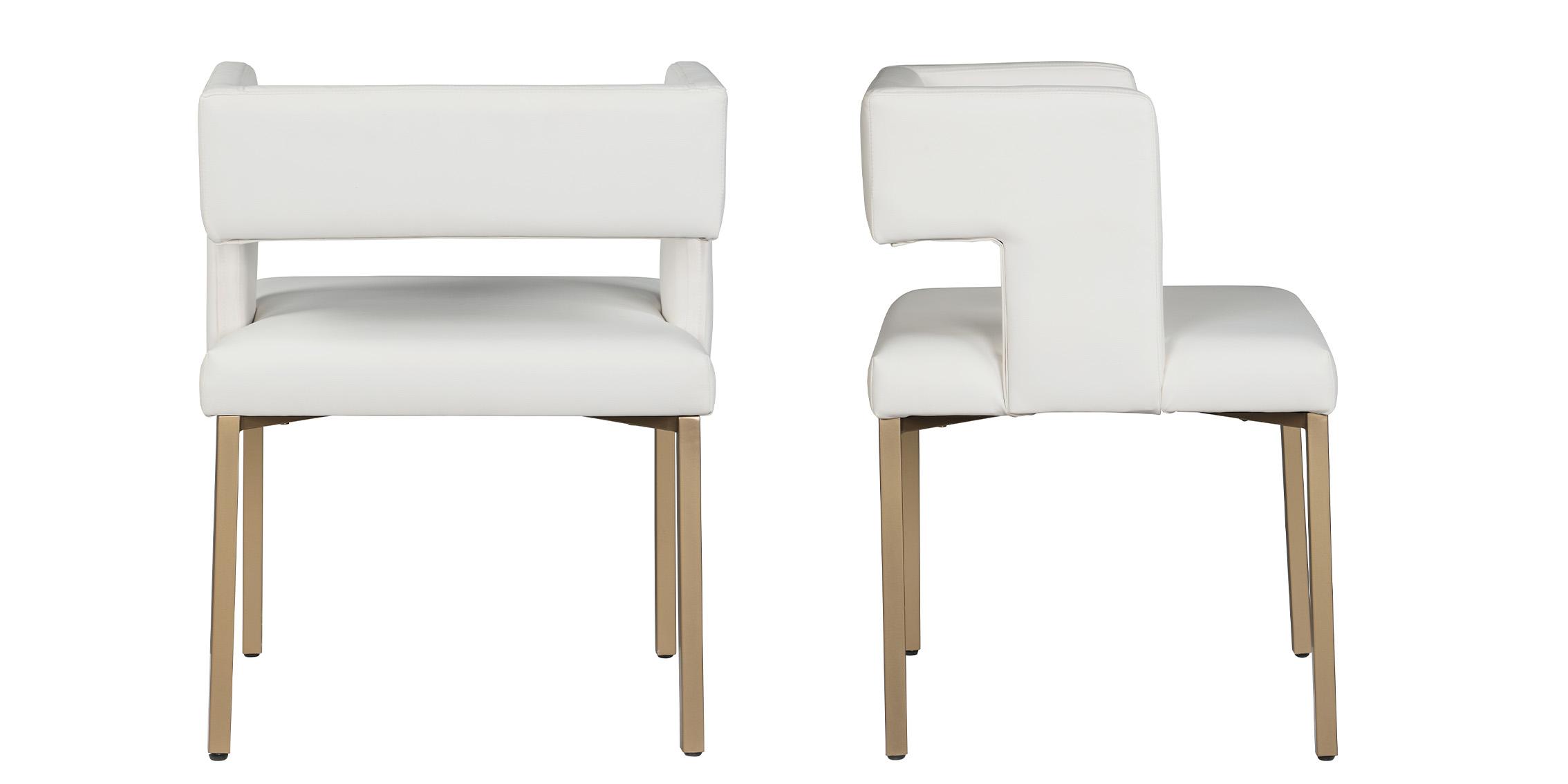 

    
White Faux Leather & Gold Dining Chair Set 2P CALEB 967White-C Meridian Modern
