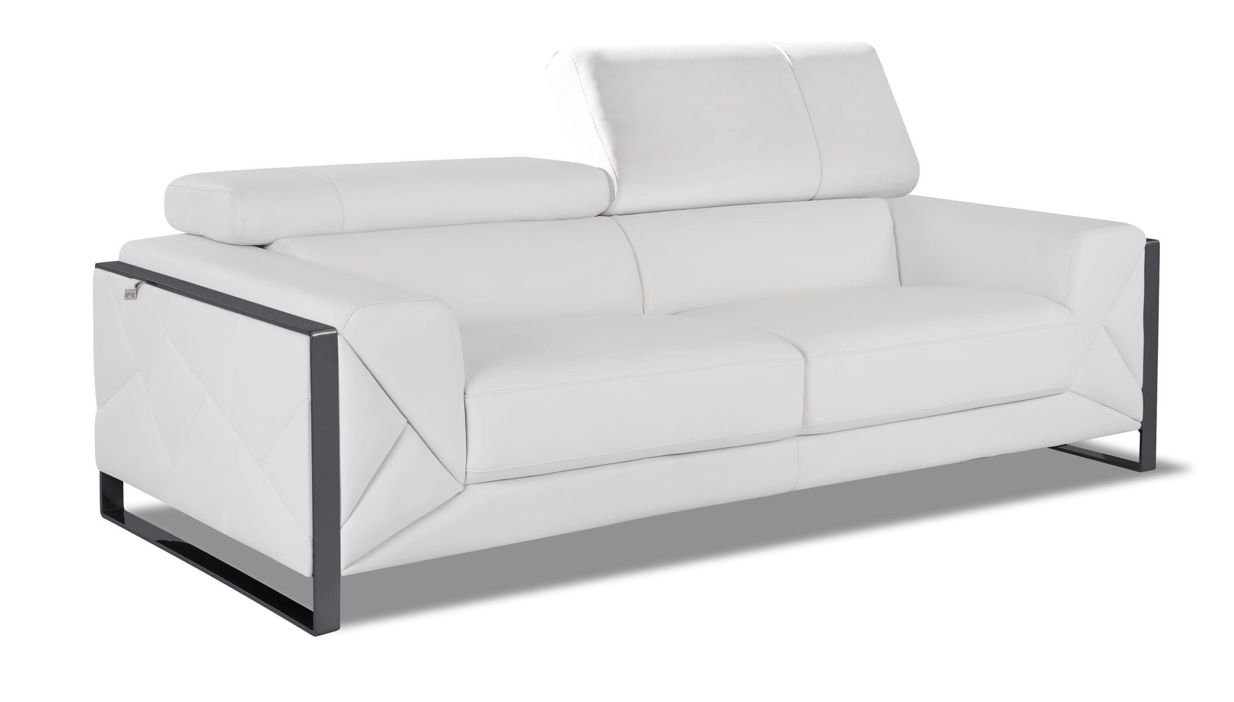 Contemporary Sofa 903-WHITE 903-WHITE-S in White Genuine Italian Leatder