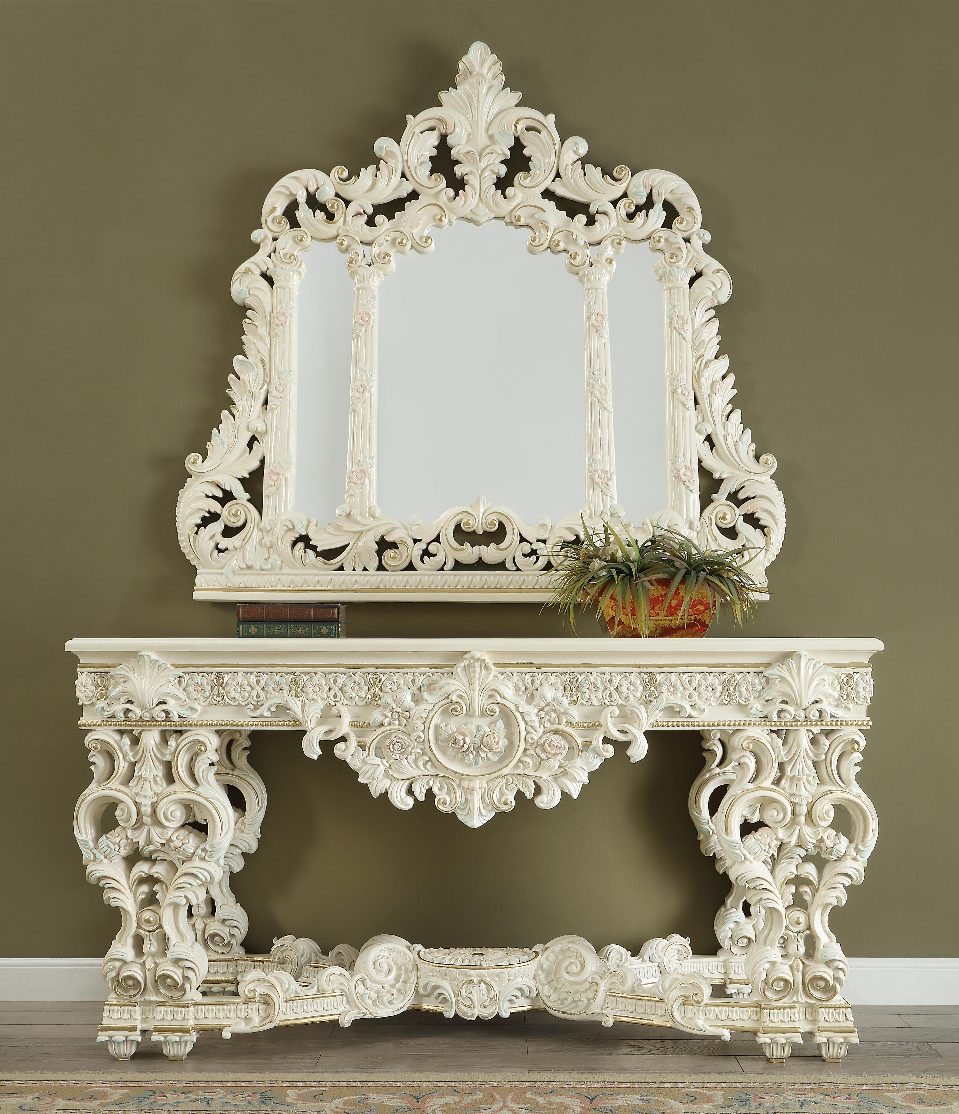 

    
White Gloss Finish Console Table Traditional Homey Design HD-8089
