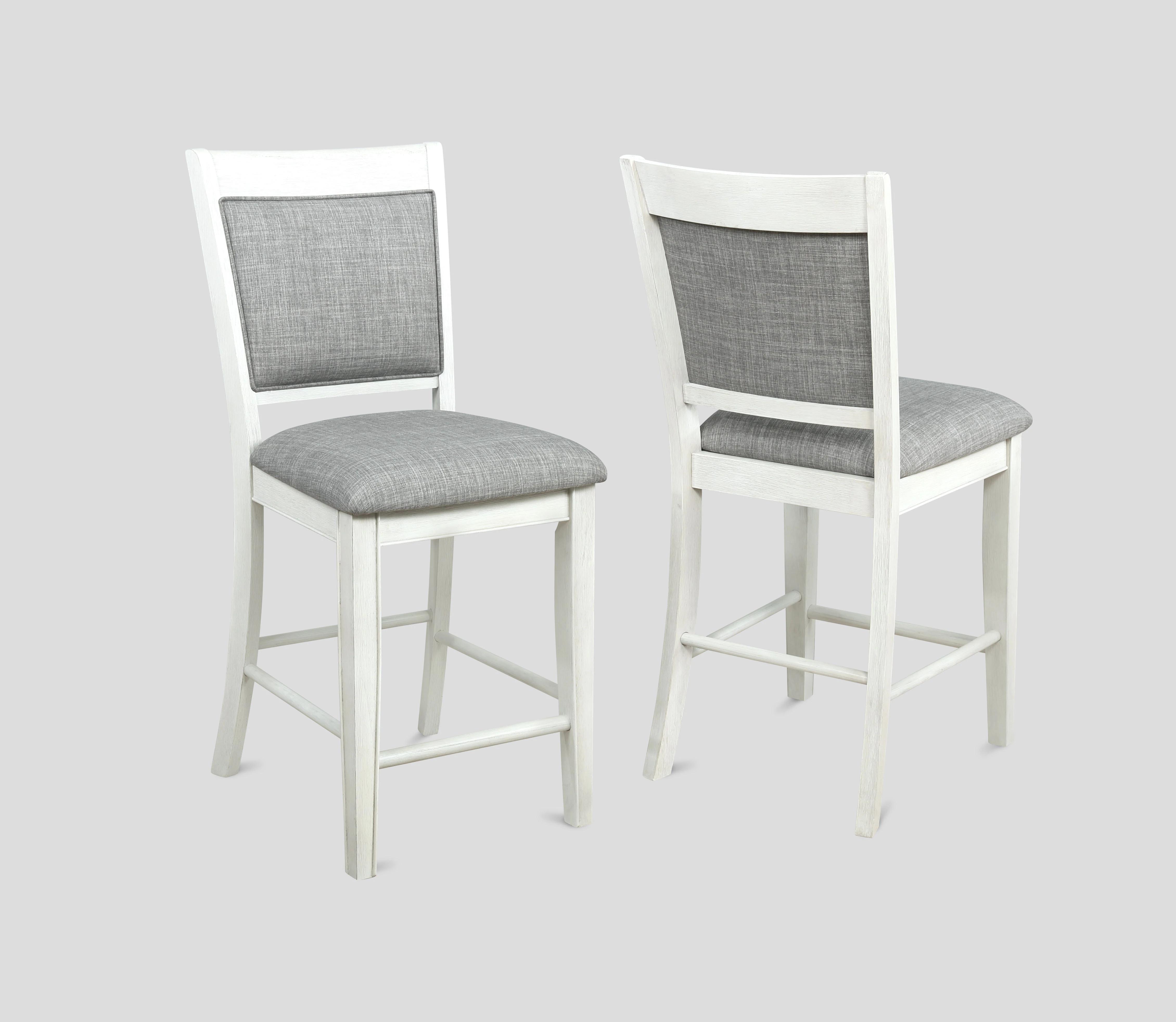 

    
White & Gray Linen Counter Chair Set by Crown Mark Fulton 2727WH-S-24-2pcs
