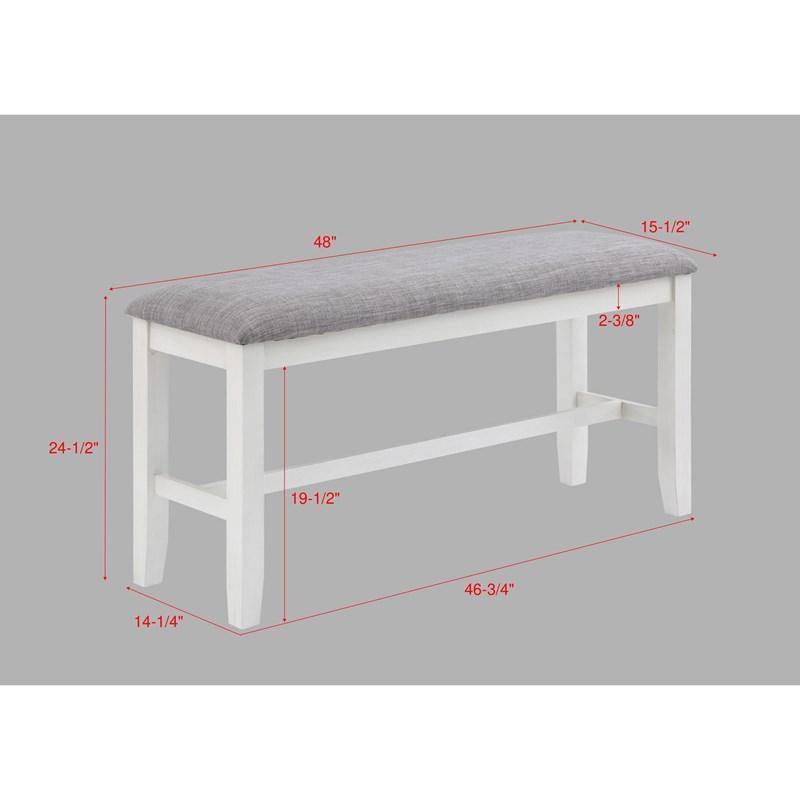 

    
White & Gray Linen Counter Height Bench by Crown Mark Jorie 2742CG-BENCH
